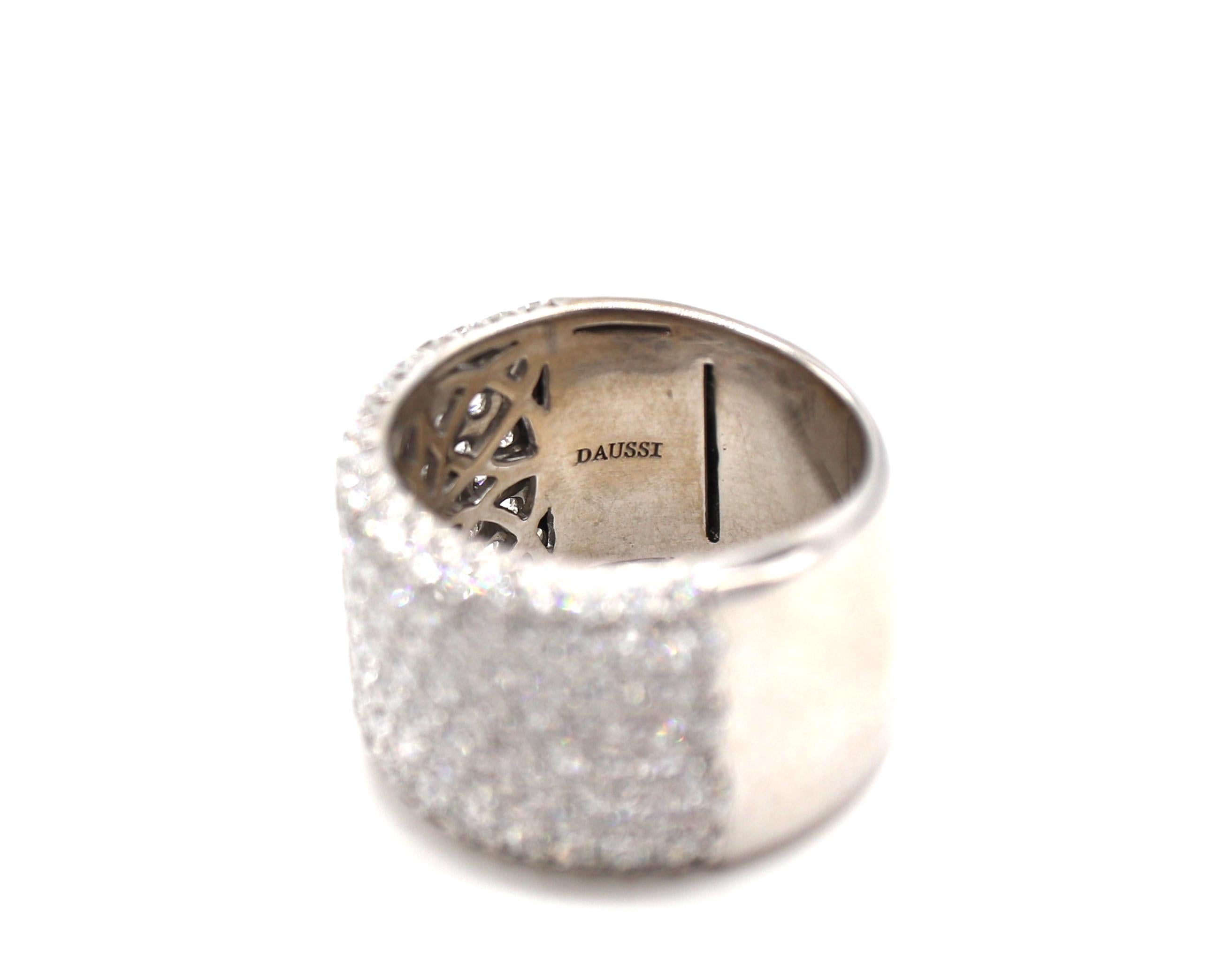 Modern Henri Daussi Eight Row 3.35 Carat Diamond Wide Band Ring 