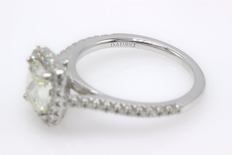 Henri Daussi Halo Diamond Engagement Ring Cushion Cut 1.13 Carat 14 ...