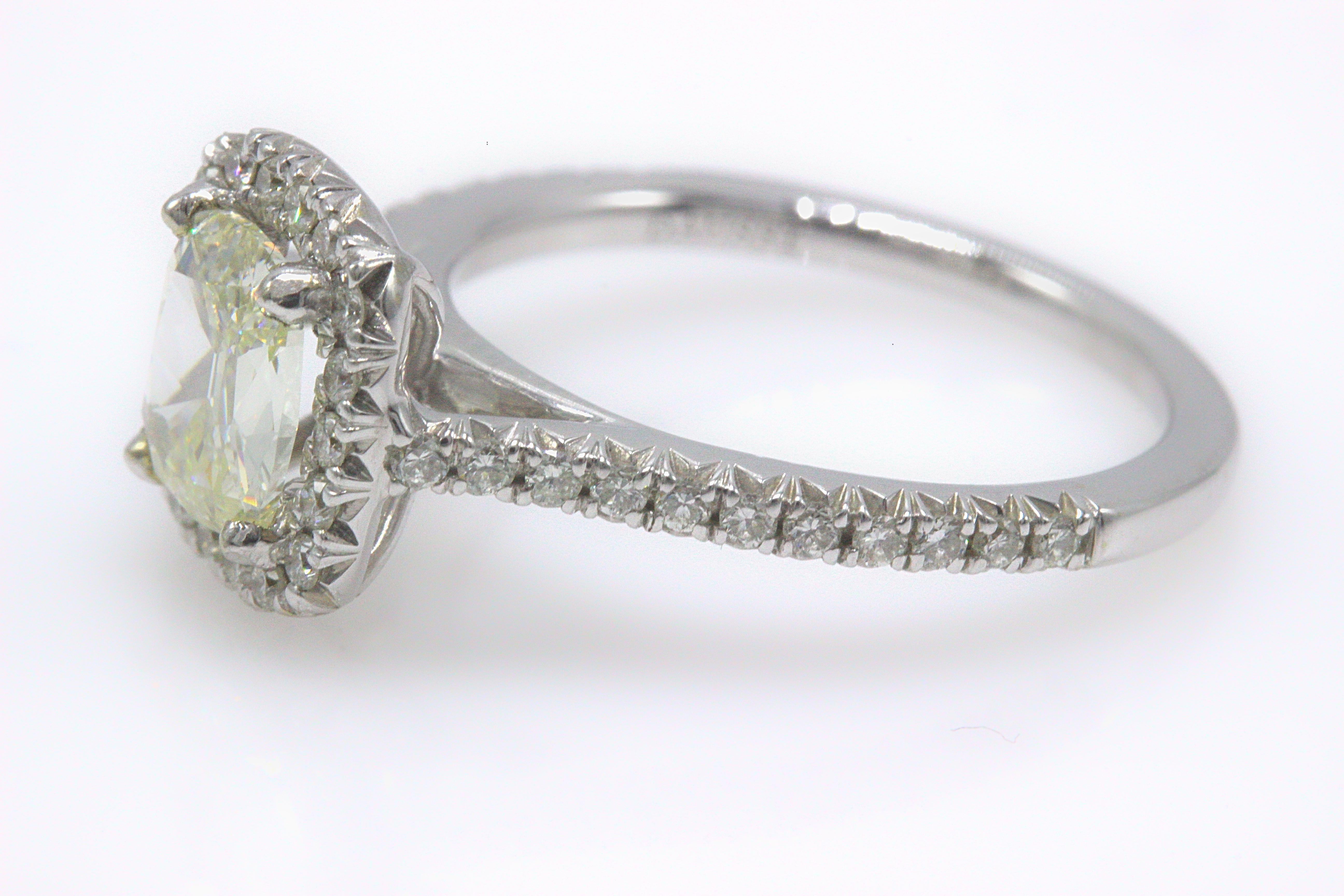 Henri Daussi Halo Diamond Engagement Ring Cushion Cut 1.13 Carat 14 Karat Gold In New Condition In San Diego, CA