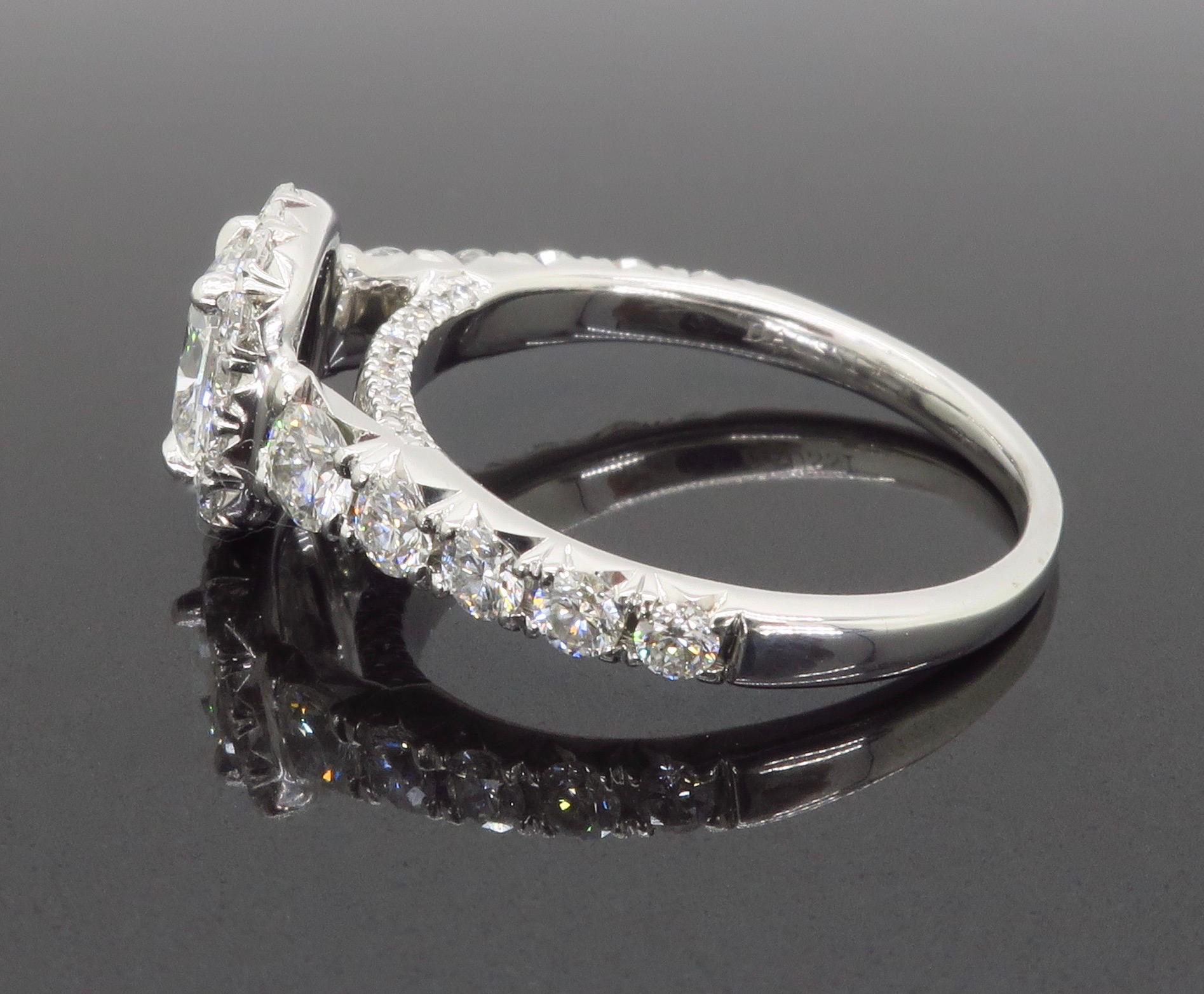 Henri Daussi Signature Cushion Cut Halo Diamond Engagement Ring in 18k 6
