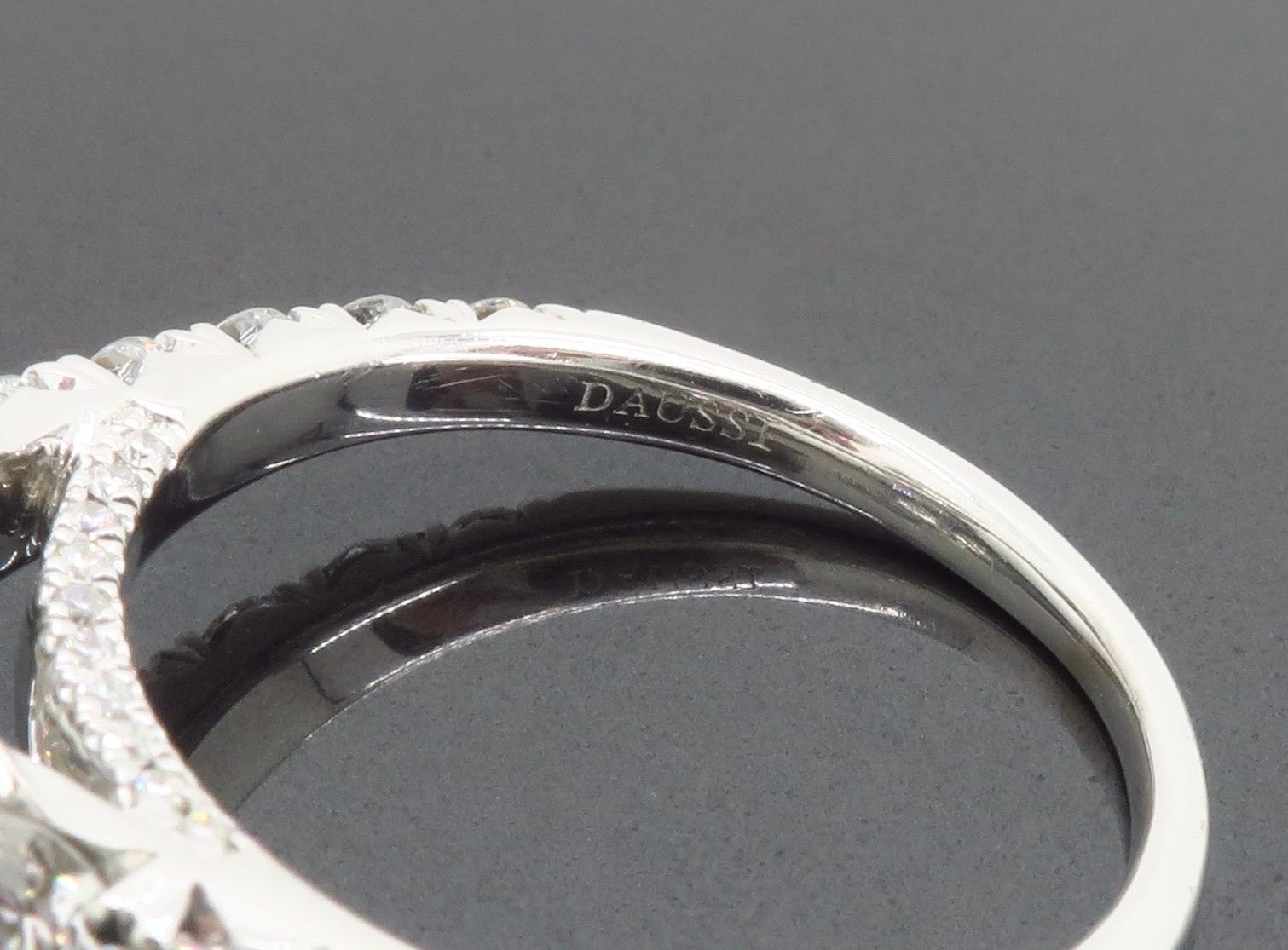 Henri Daussi Signature Cushion Cut Halo Diamond Engagement Ring in 18k 9