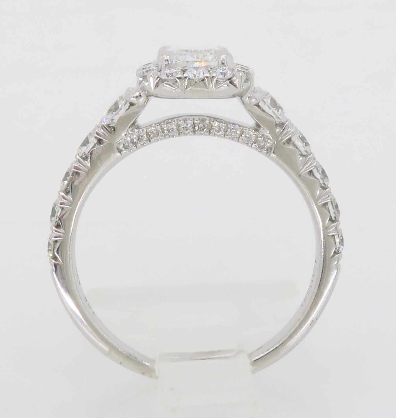 Henri Daussi Signature Cushion Cut Halo Diamond Engagement Ring in 18k 1