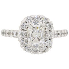 Bague de fiançailles en or blanc 18 carats Henri Daussi Signature Halo Diamond