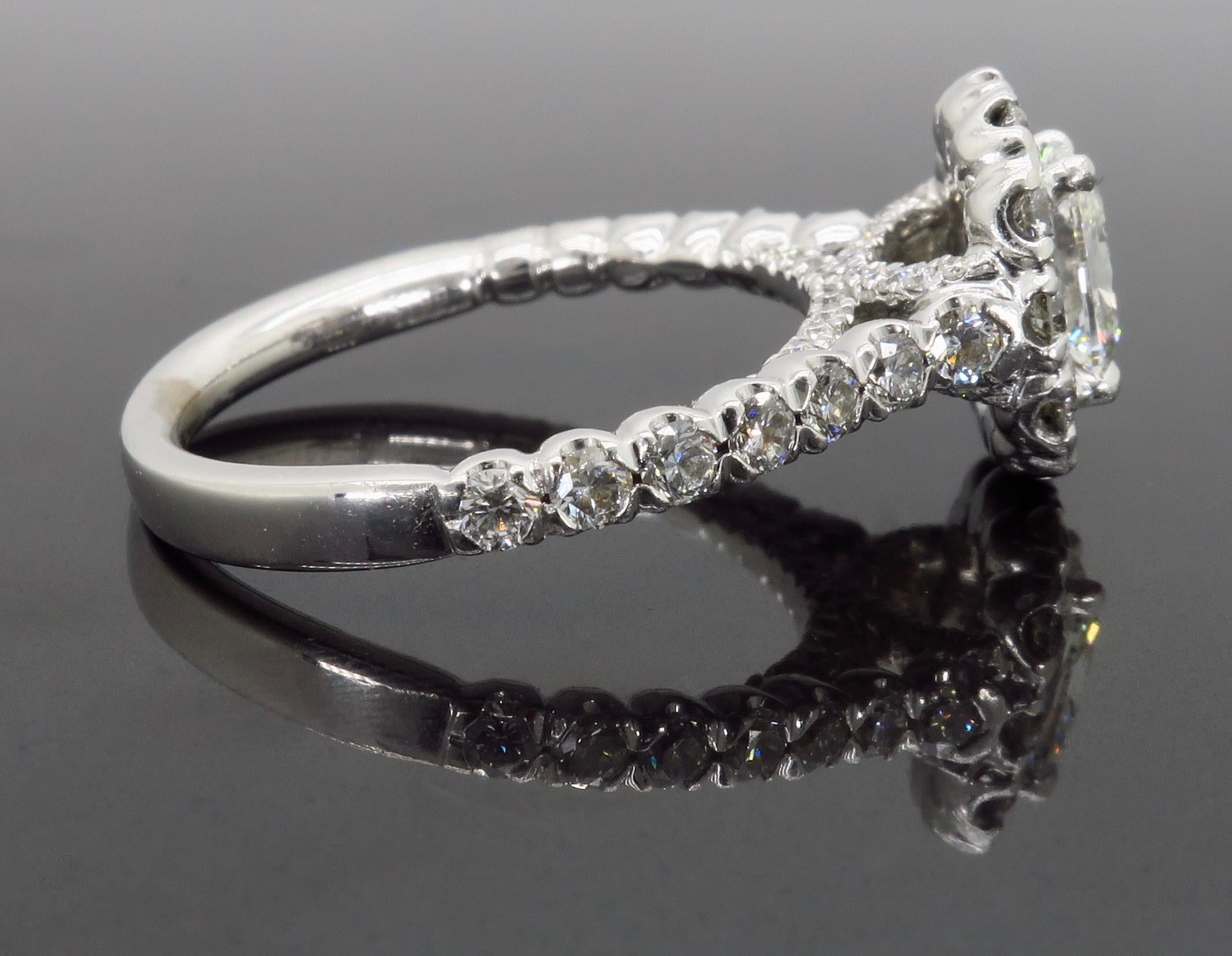 Henri Daussi Signature Halo Diamond Engagement Ring in 18 Karat White Gold 4