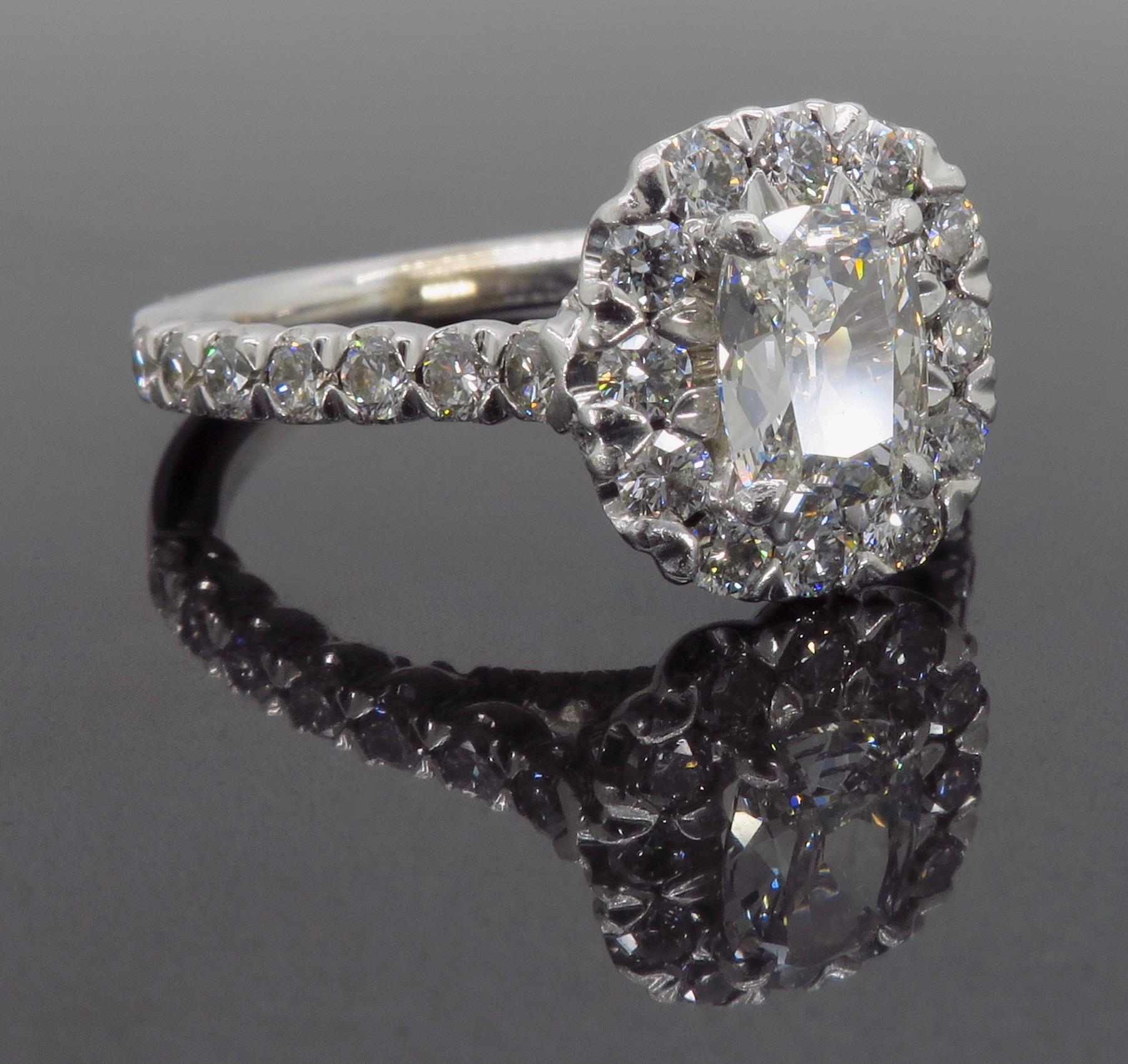 Henri Daussi Signature Halo Diamond Engagement Ring in 18 Karat White Gold 5