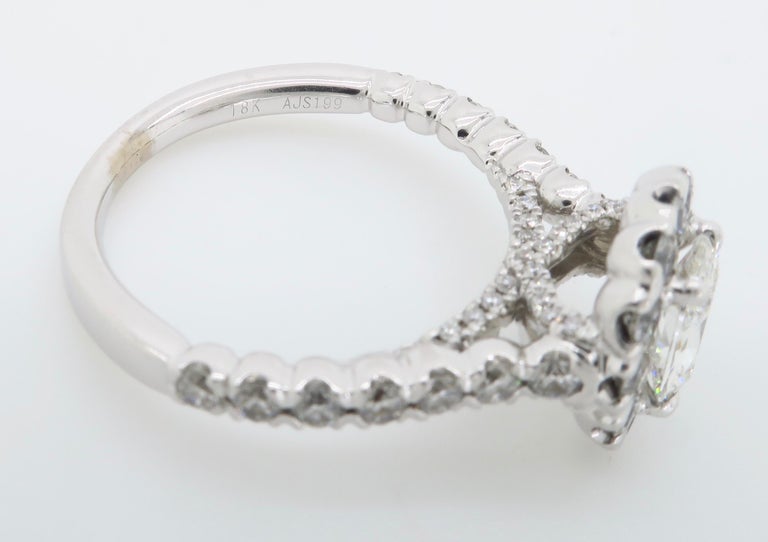 Henri Daussi Signature Halo Diamond Engagement Ring in 18 Karat White ...