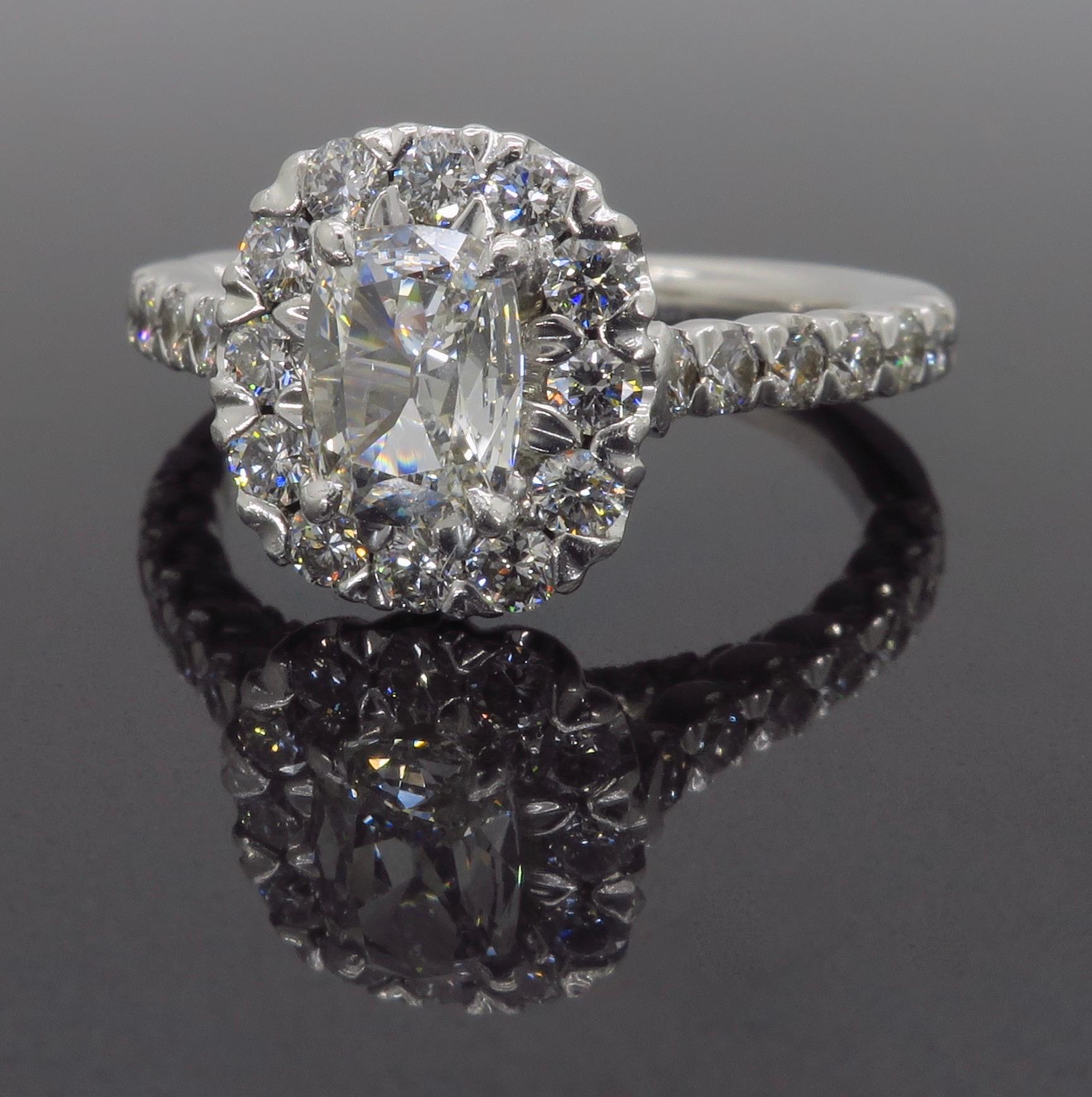 Henri Daussi Signature Halo Diamond Engagement Ring in 18 Karat White Gold 2