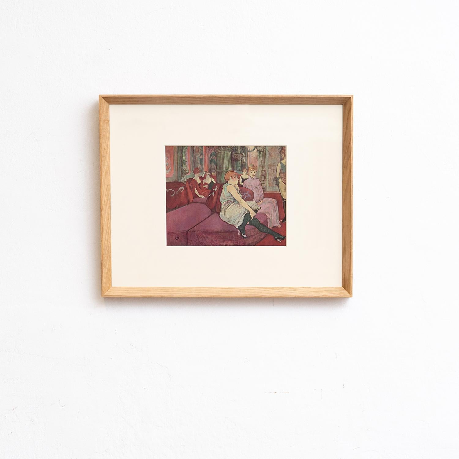 Entrez dans l'univers vibrant d'Henri de Toulouse-Lautrec avec ce captivant cliché couleur, méticuleusement édité par les Editions du Chêne à Paris, France, en 1952. Placée dans un magnifique cadre en bois massif mesurant 54 cm de largeur, 43,5 cm