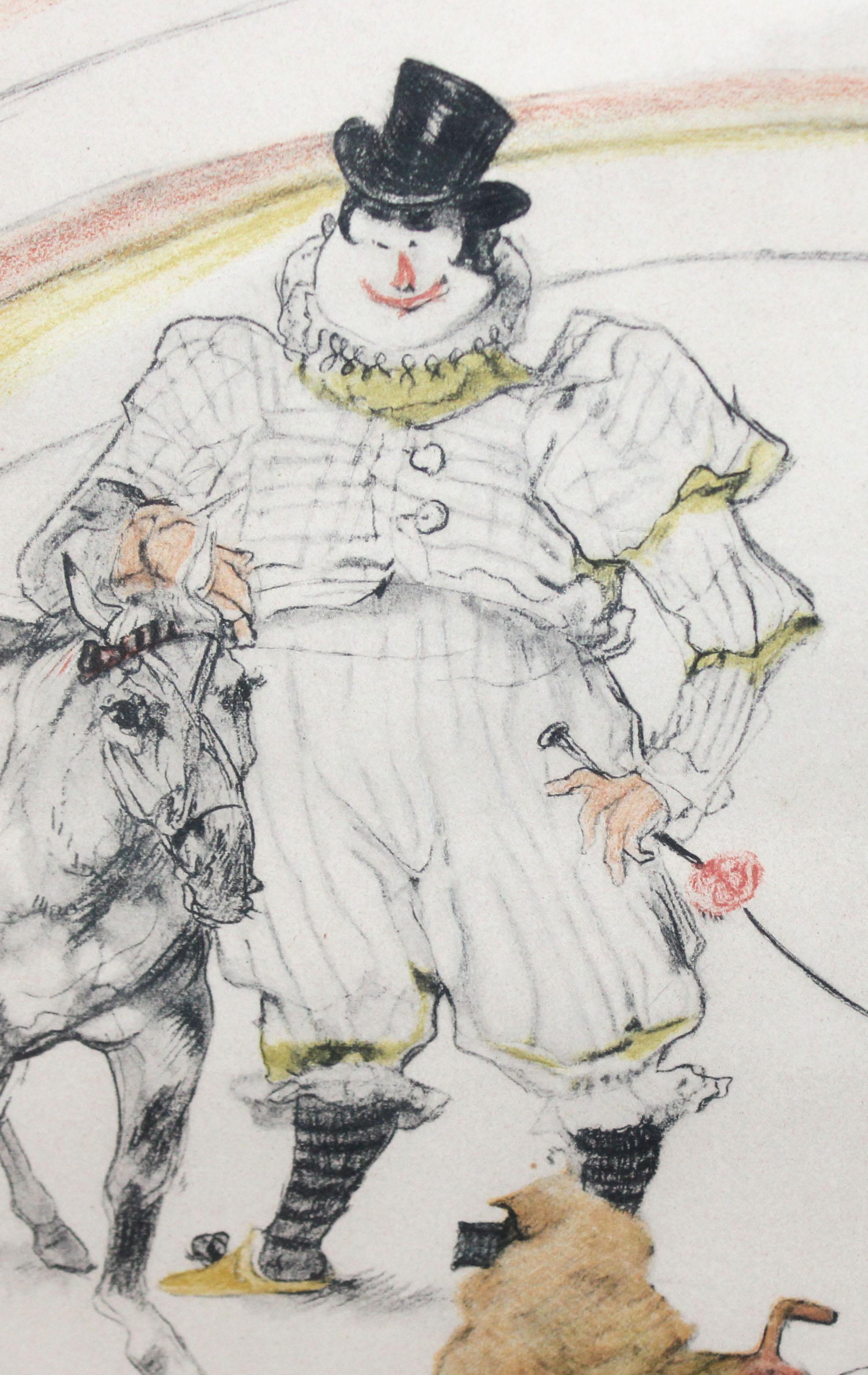 Cheval et singe dressés - Grabado firmado a lápiz - 114/500 ejemplares (Beige), Figurative Print, von Henri de Toulouse-Lautrec