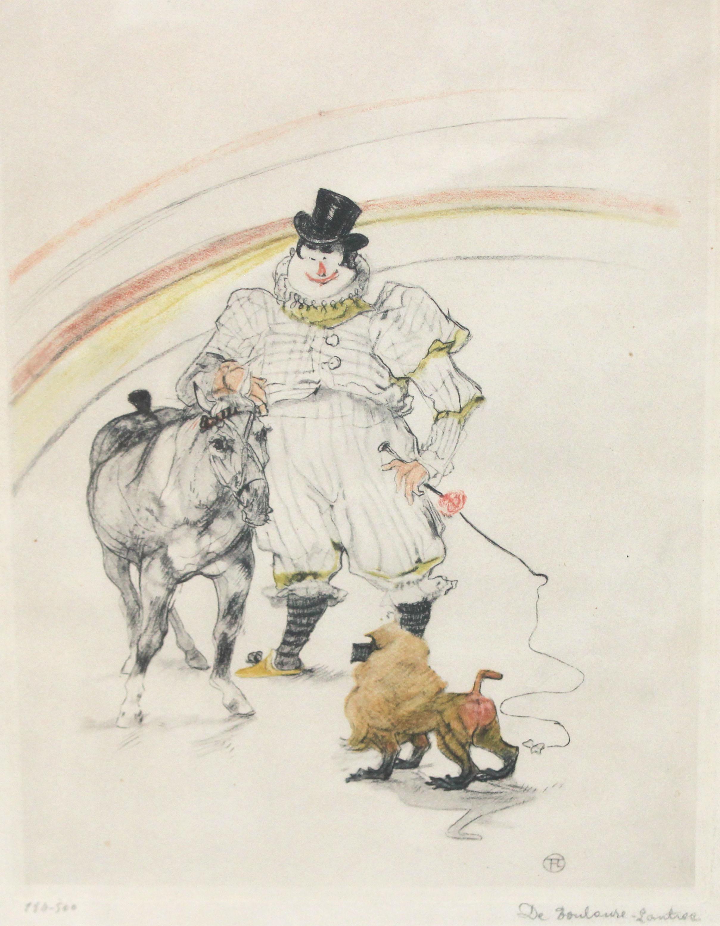 Henri de Toulouse-Lautrec Figurative Print – Cheval et singe dressés - Grabado firmado a lápiz - 114/500 ejemplares