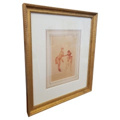 Henri DE Toulouse Lautrec Lithograph Depicting Circus Act in Gold Gilt Frame