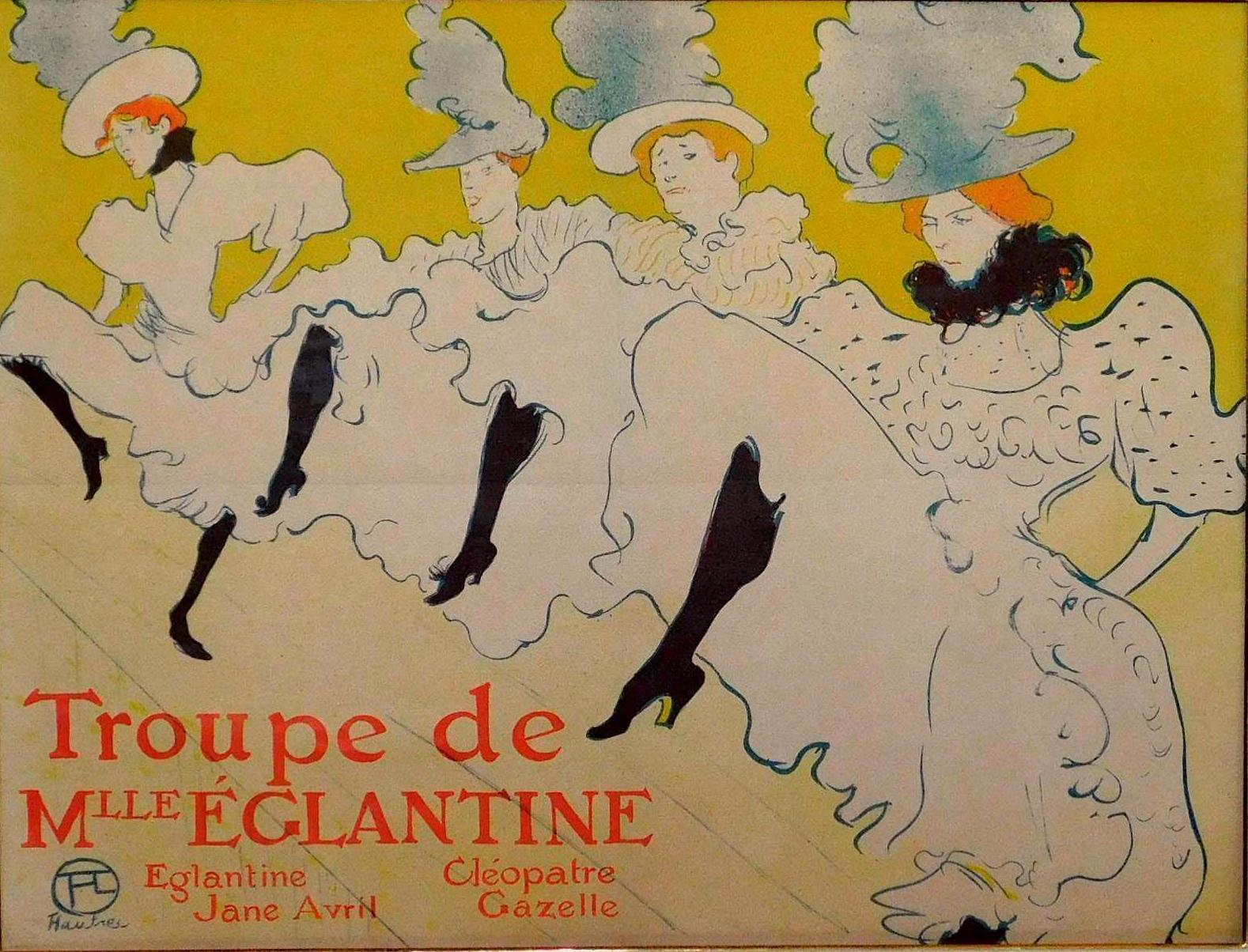 XIXe siècle Lithographie couleur Toulouse-Lautrec, 1896 - La Troupe de Mademoiselle Eglantine en vente