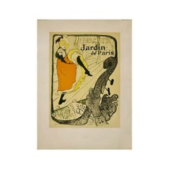 1893 Original print by Henri de Toulouse-Lautrec - Jane Avril Jardin de Paris