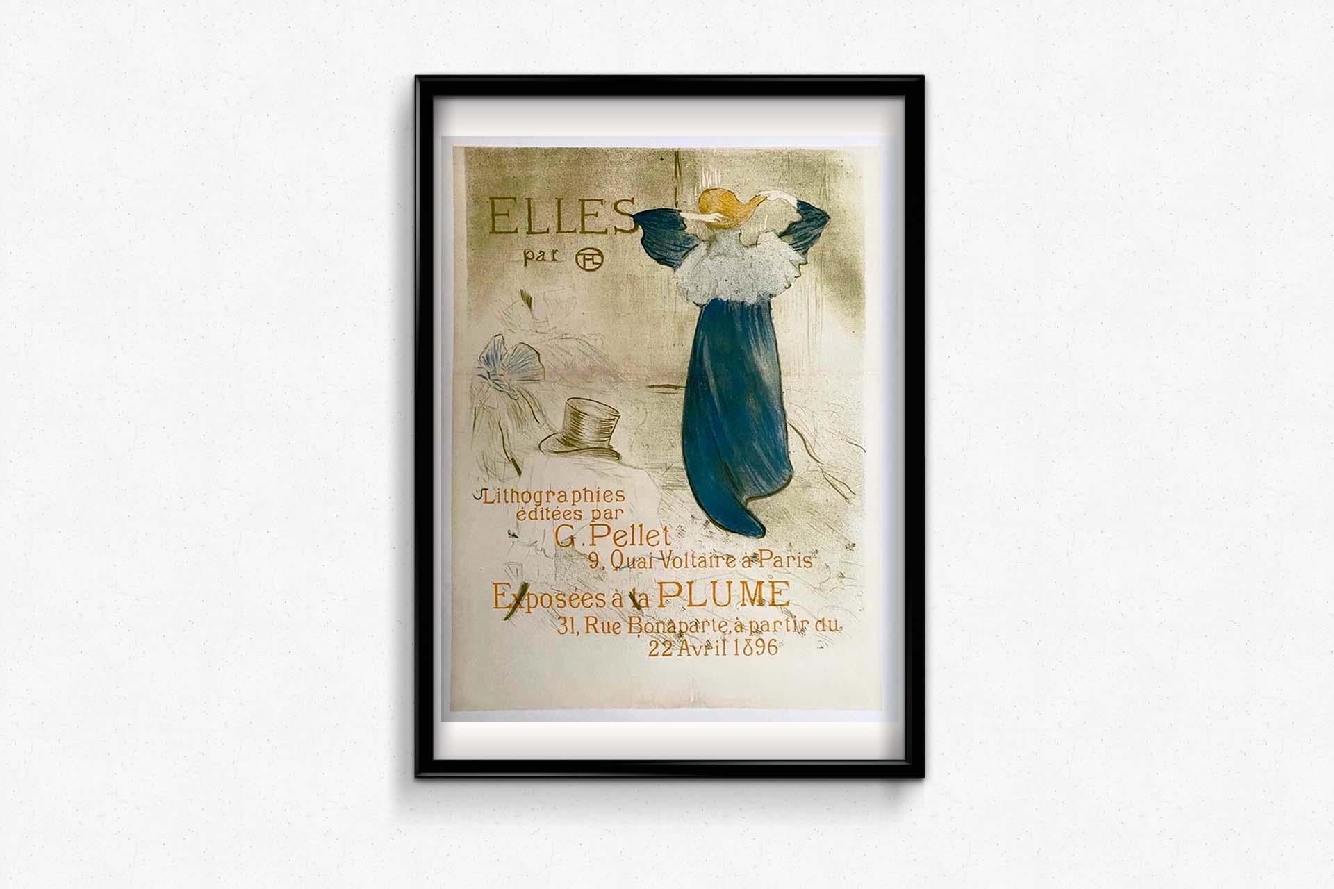 Affiche d'Henri de Toulouse Lautrec de 1896 pour l'exposition Elles at La plume 1