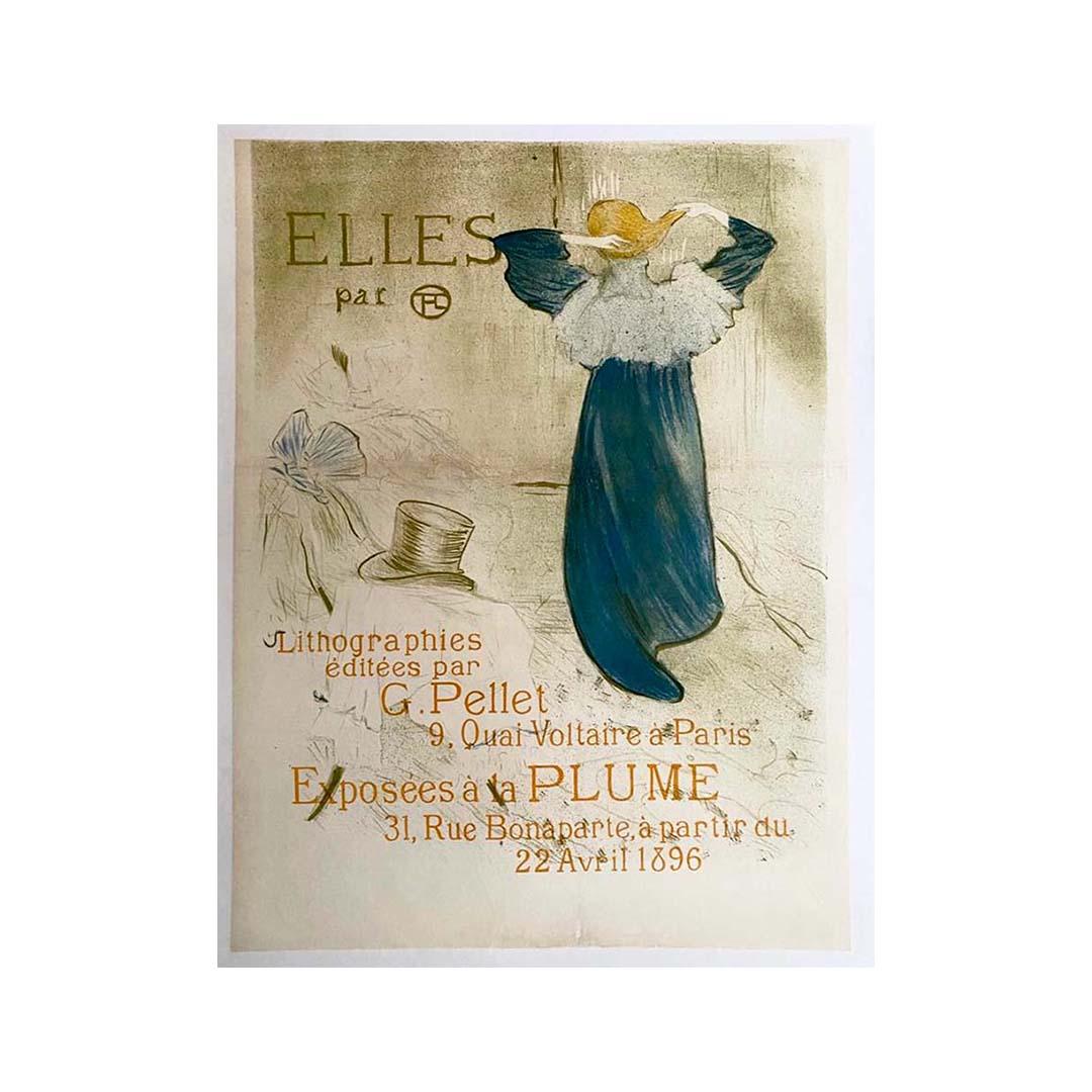 1896 Henri de Toulouse Lautrec Poster for the exhibition Elles at La plume - Print by Henri de Toulouse-Lautrec