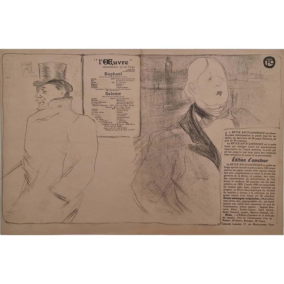 The program for the Théâtre de l'Œuvre, illustrated by Henri de Toulouse-Lautrec in 1896, is an artistic creation rich in meaning and symbolism, embodying the convergence of the avant-garde theater world and the artist's creative genius.

Henri de