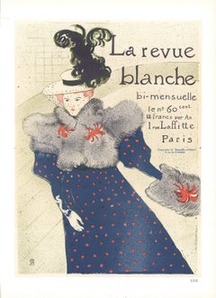 1966 Henri de Toulouse-Lautrec 'La Revue Blanche' Art Nouveau Blue,Neutral Franc