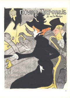 1966 Henri de Toulouse-Lautrec 'Le Divan Japonais' Art Nouveau Black, Gray, Yellow