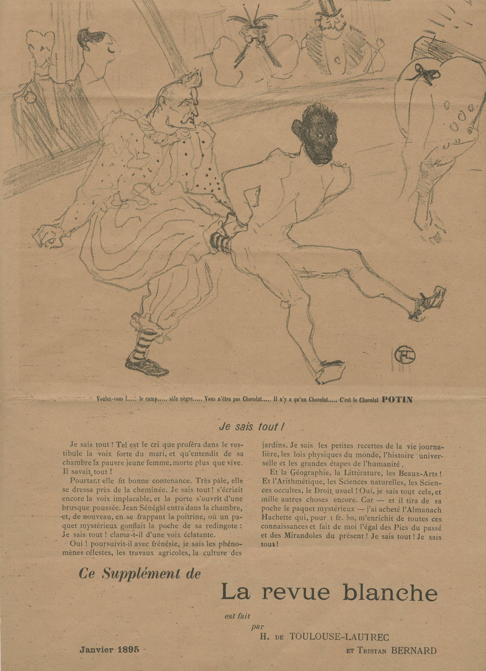 Anna Held, dans Toutes ces Dames au Theatre, recto and Footit et Chocolat, verso - Brown Figurative Print by Henri de Toulouse-Lautrec