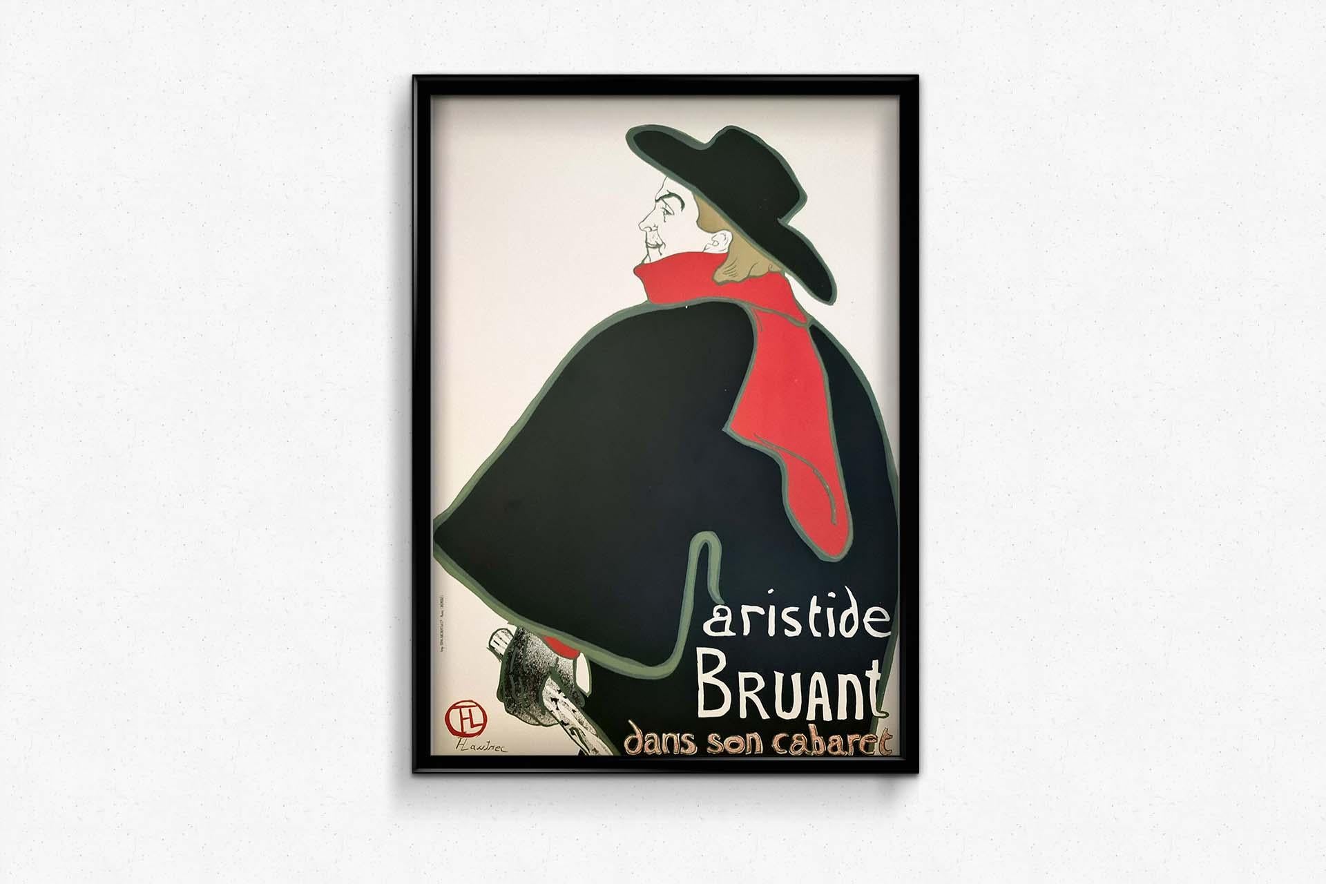 Art Nouveau poster of Henri de Toulouse-Lautrec Aristide Bruant dans son Cabaret For Sale 3