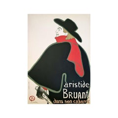 Retro Art Nouveau poster of Henri de Toulouse-Lautrec Aristide Bruant dans son Cabaret
