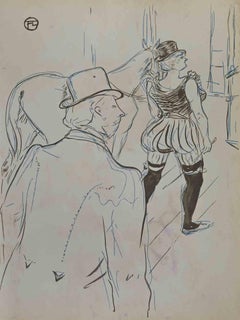Behind the scenes of the Folies... by H. de Toulouse-Lautrec - Mid 20th Century