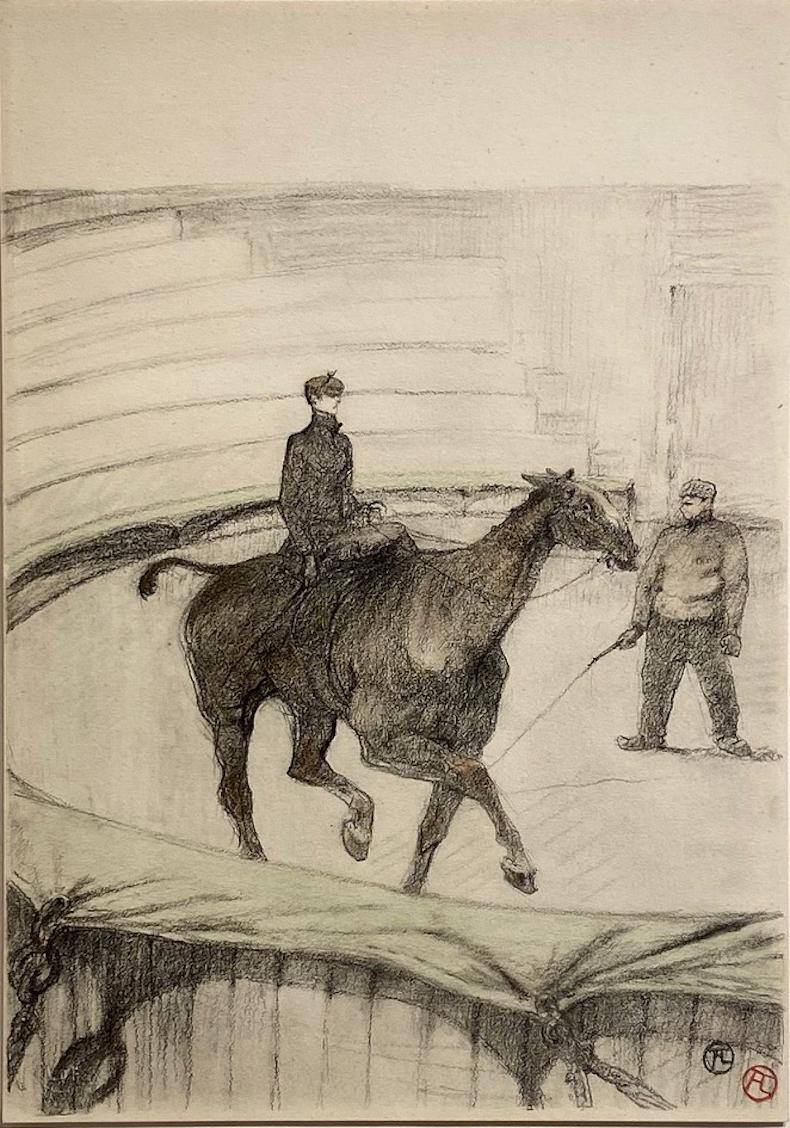Belle Epoque Colour Lithograph 'Travail de Répétition' Circus Scene - Print by Henri de Toulouse-Lautrec
