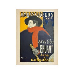 Circa 1900 Original Aristide Bruant Poster by Toulouse-Lautrec