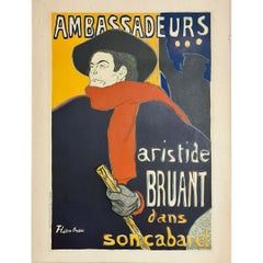Circa 1900 Original Aristide Bruant Poster by Toulouse-Lautrec