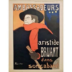 Circa 1900 Original print by Toulouse-Lautrec - Aristide Bruant dans son cabaret