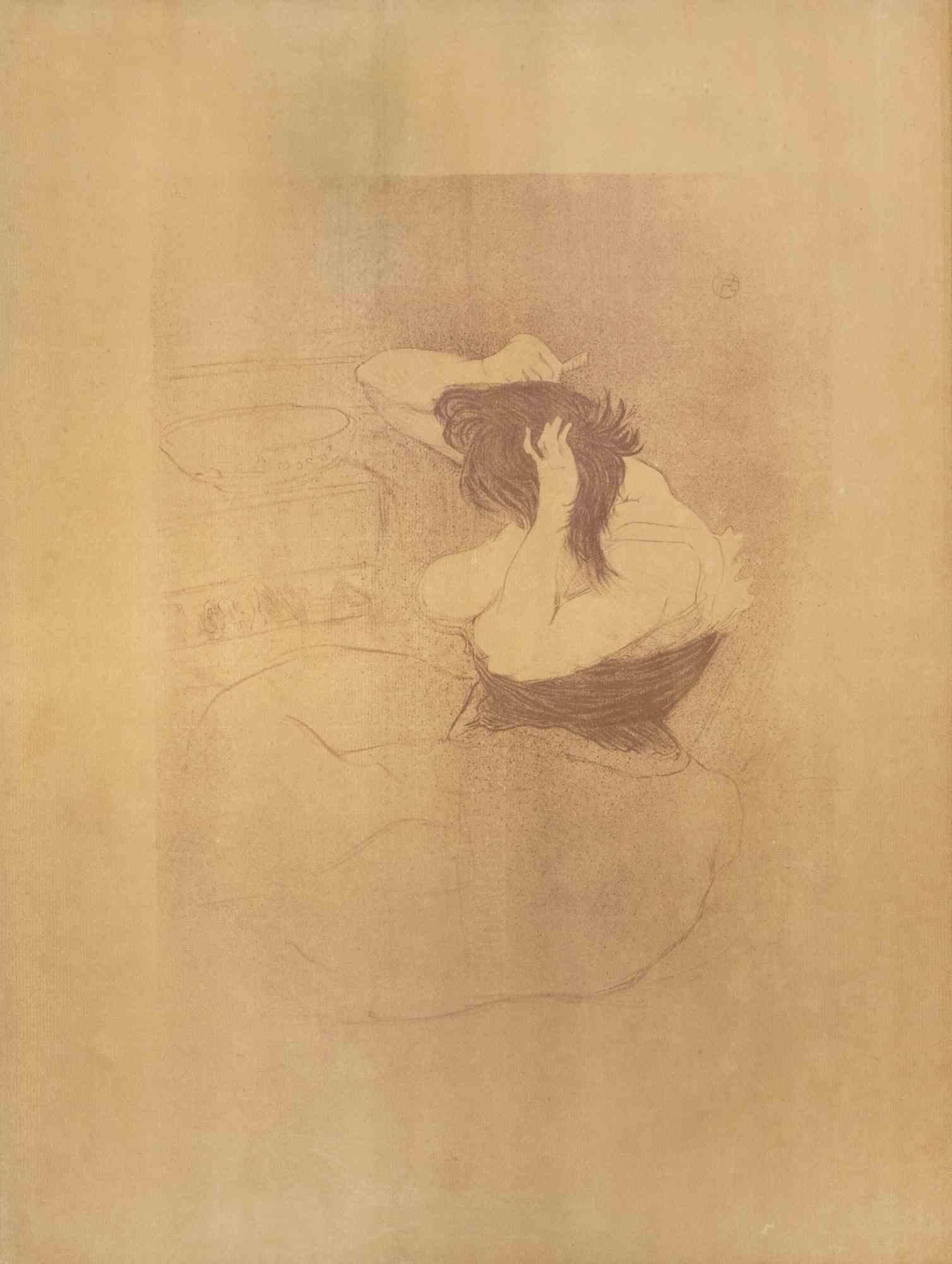 Femme qui se peigne-La Coiffure - Litografia dopo H. de Toulouse-Lautrec-1900