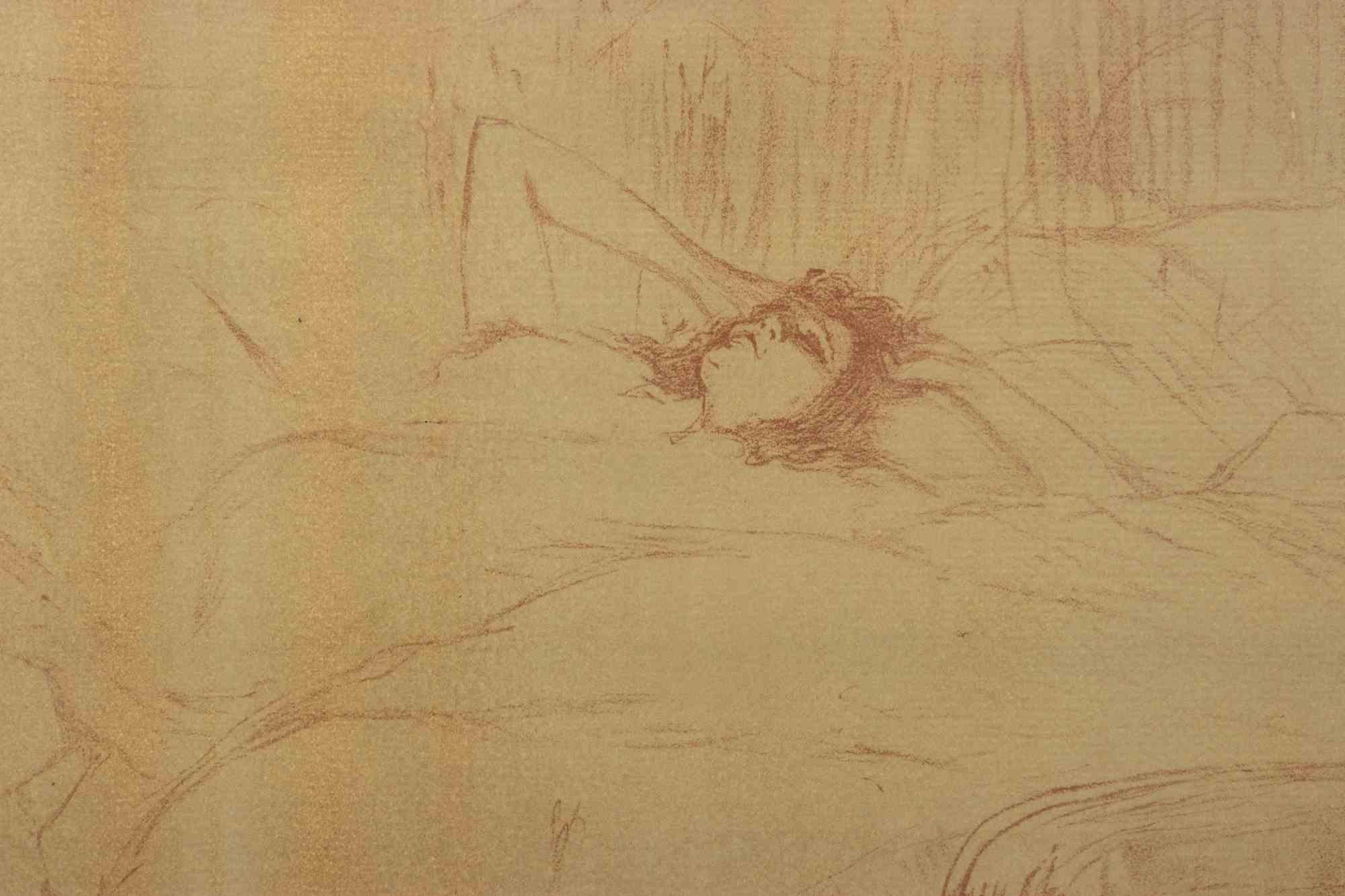 Femme sur le Dos - Lassitude - Lithograph after H. de Toulouse-Lautrec - 1890s - Print by Henri de Toulouse-Lautrec