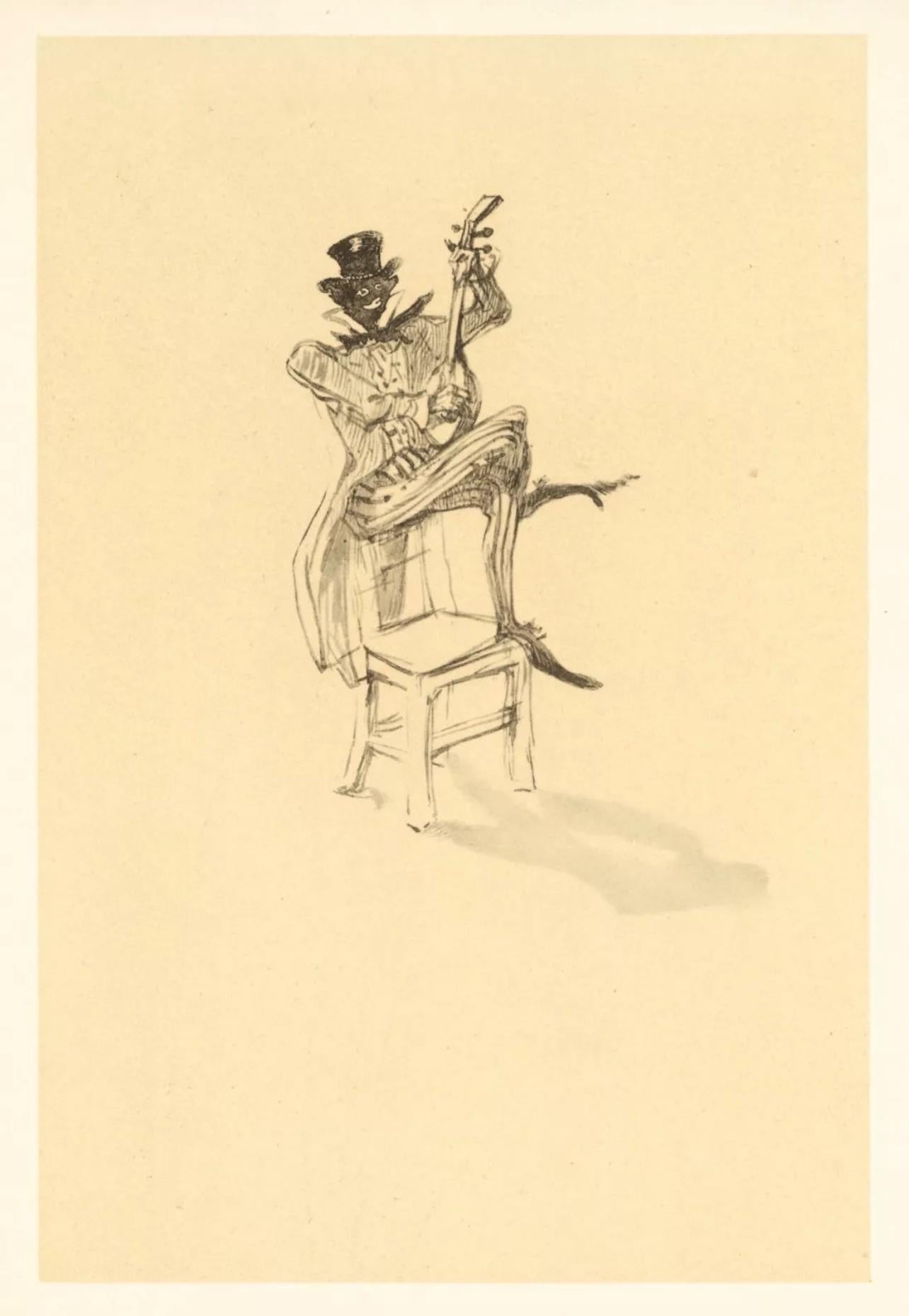 Henri de Toulouse-Lautrec, Black Man Playing Banjo, The Circus, 1952 (after) For Sale 3