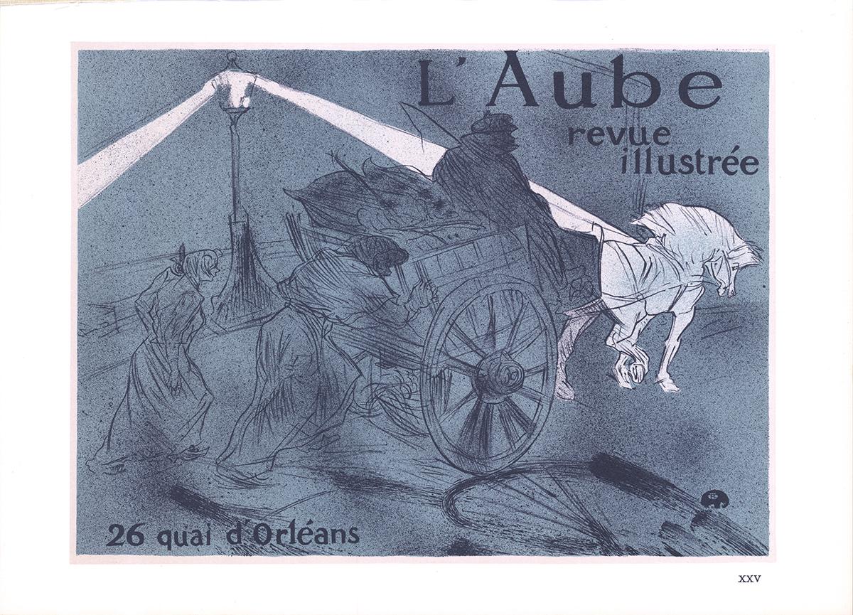 Lithographie tirée du livre ' Les affiches de Toulouse-Lautrec', lithographie de Mourlot Frères.

Deux couleurs : fond bleu pâle en aplat, avec un léger travail au pinceau dans les rayons du réverbère et sur le cheval. Les travaux au pinceau et au