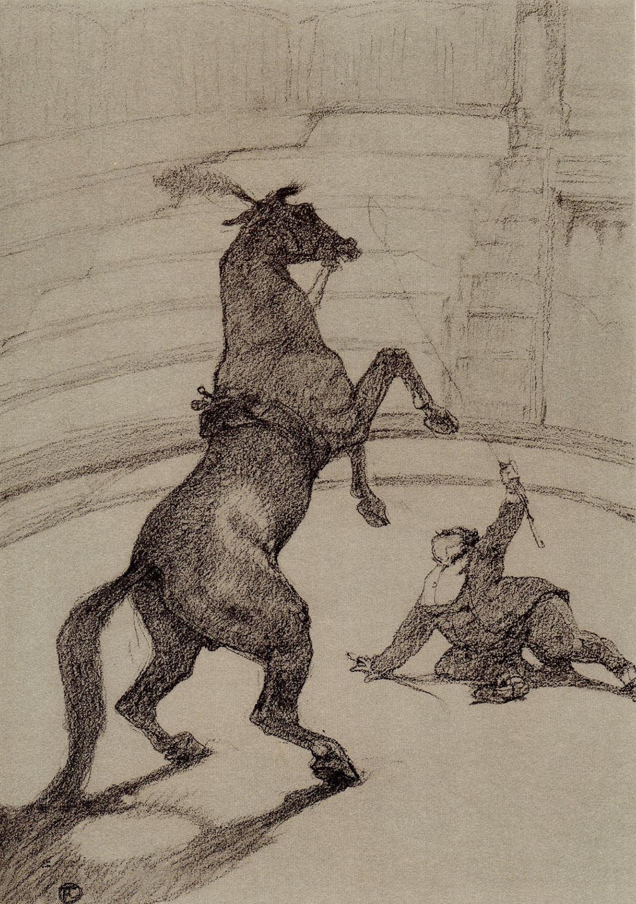 This exquisite lithograph after Henri de Toulouse-Lautrec (1864–1901), titled Cheval pointant (Pointing Horse), originates from the 1952 album The Circus of Toulouse-Lautrec. Published by Paris Book Center, Inc., New York, under the direction and