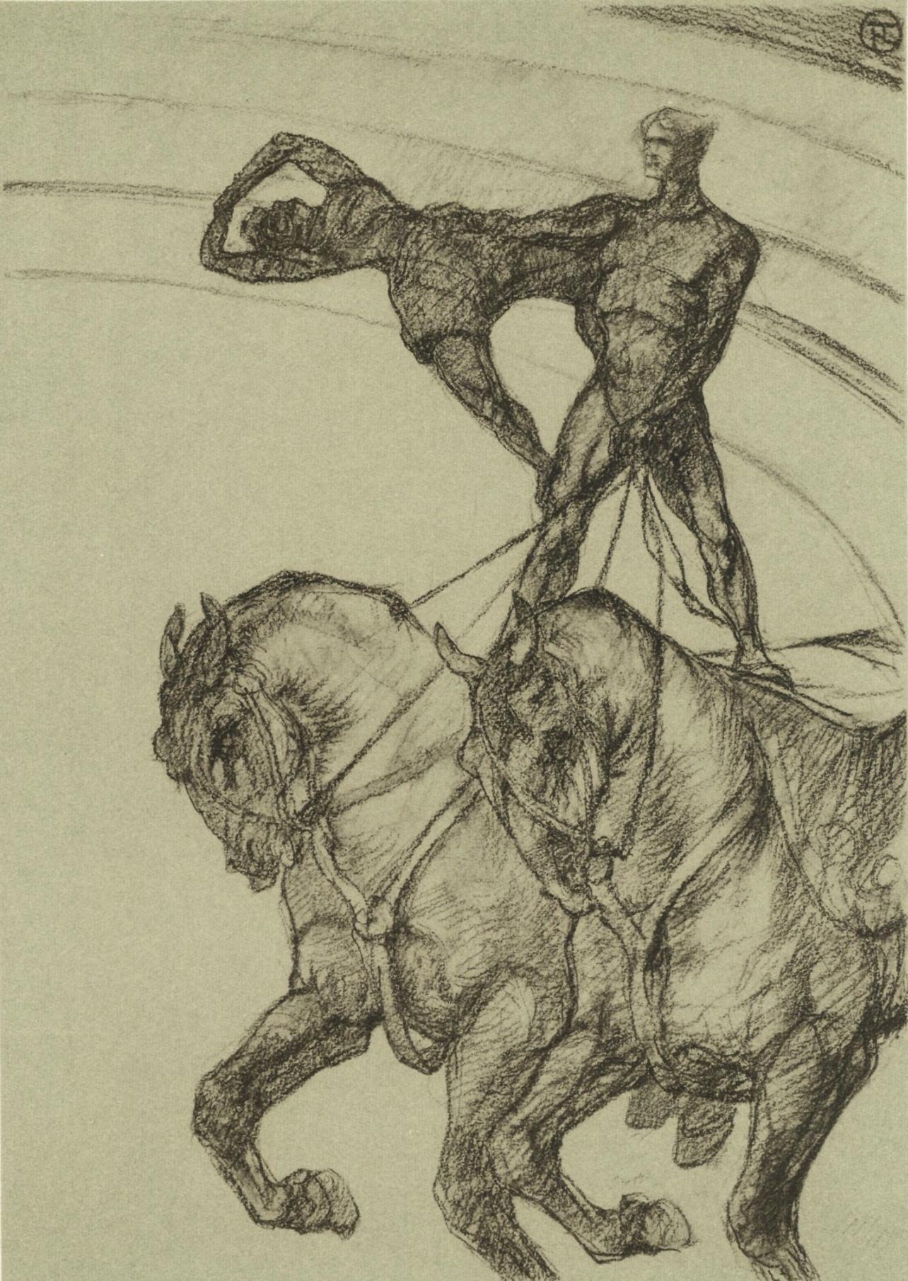This exquisite lithograph after Henri de Toulouse-Lautrec (1864–1901), titled Le pas de deux (The step of two), originates from the 1952 album The Circus of Toulouse-Lautrec. Published by Paris Book Center, Inc., New York, under the direction and
