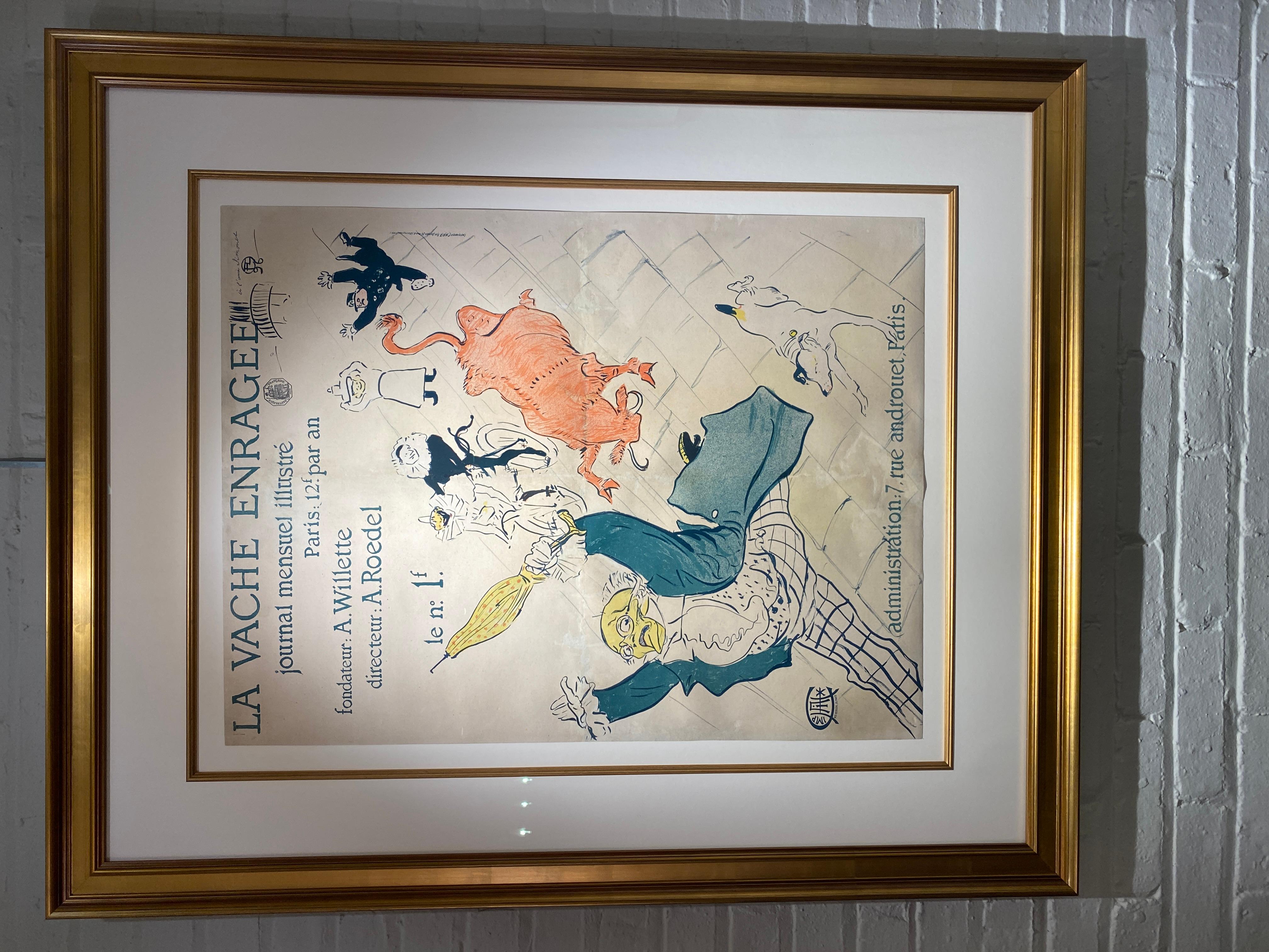Affiche vintage emblématique « La Vache Enragee » de Toulouse-Lautrec en vente 5