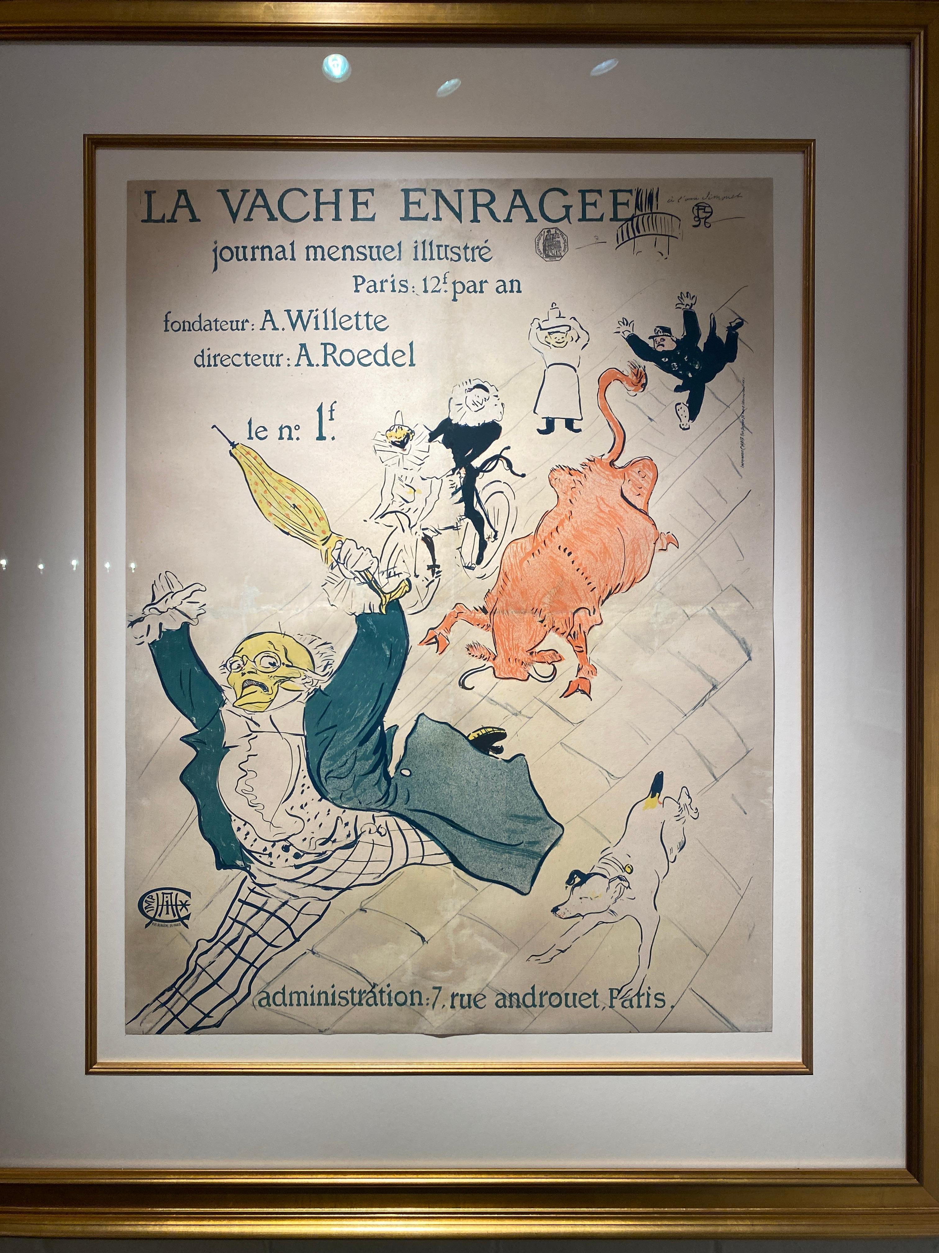 Affiche vintage emblématique « La Vache Enragee » de Toulouse-Lautrec en vente 2