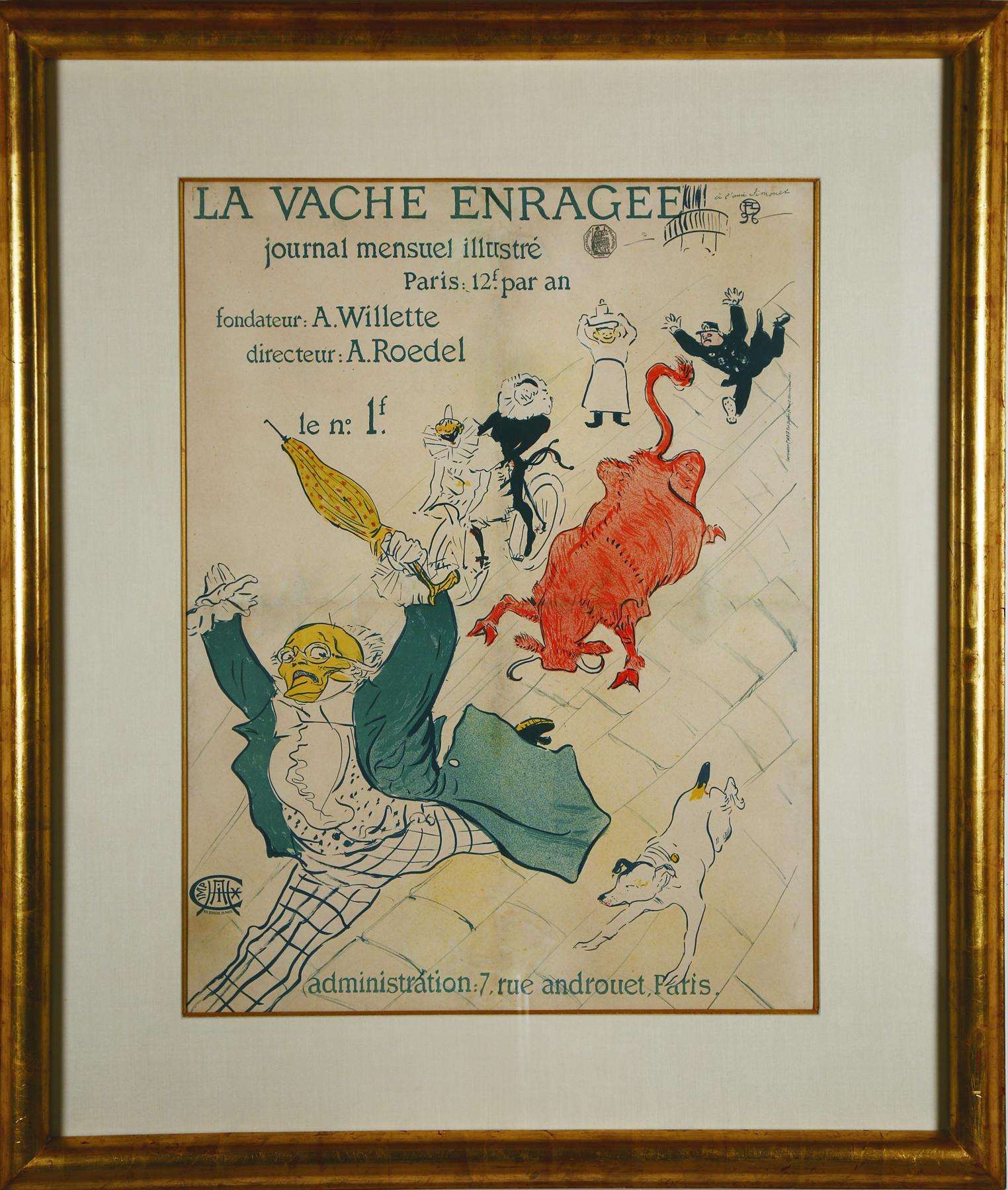 "La Vache Enragee" iconic vintage poster by Toulouse-Lautrec