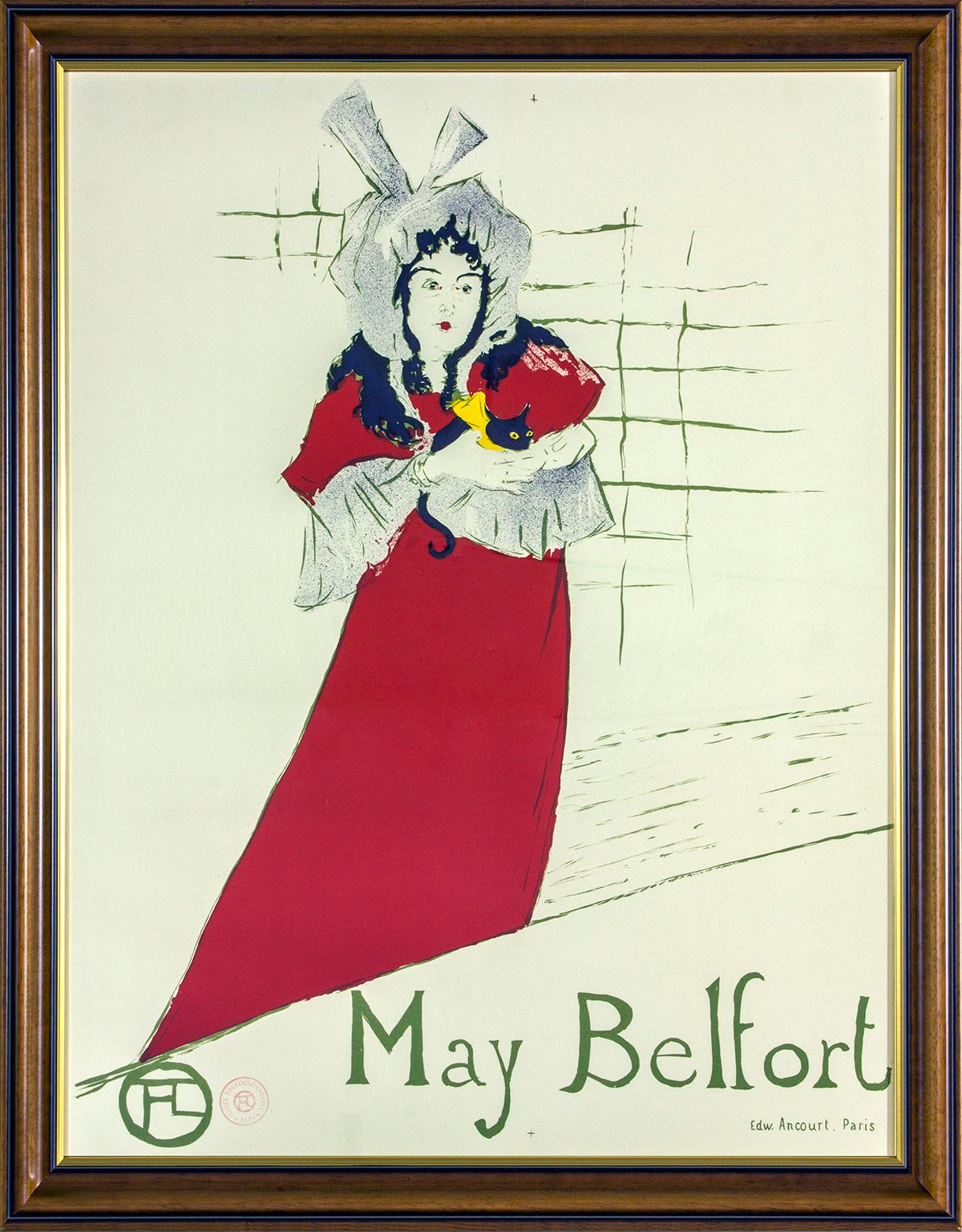 Henri de Toulouse-Lautrec Portrait Print - "May Belfort" 1974 Albi Museum-authorized limited edition poster  