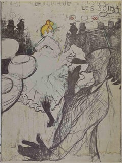 Vintage Moulin Rouge.La Goulue and Valentin le... by H. de Toulouse-Lautrec-20th Century