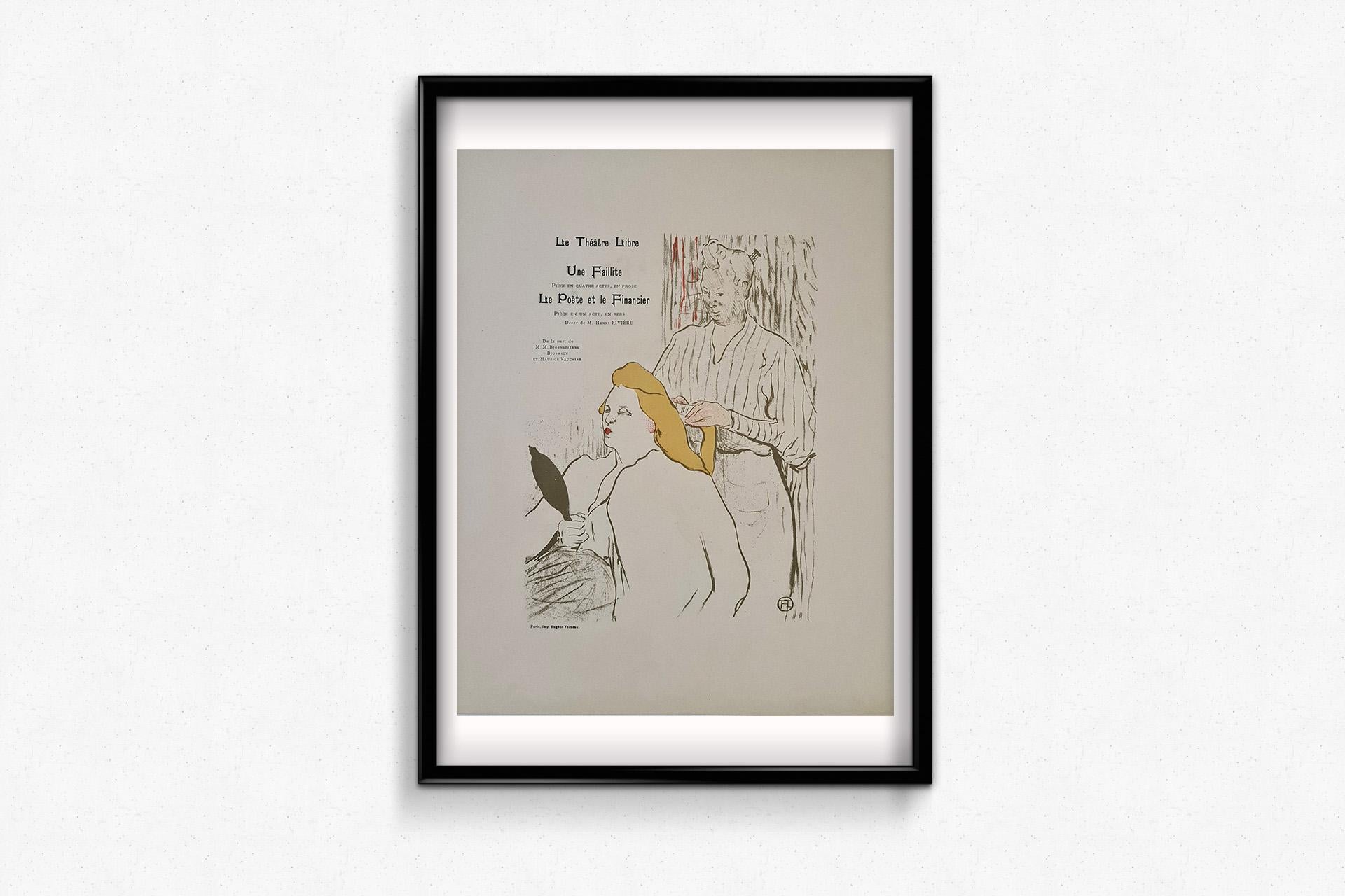 Original lithographic poster by Henri de Toulouse-Lautrec - Le Théâtre Libre For Sale 1