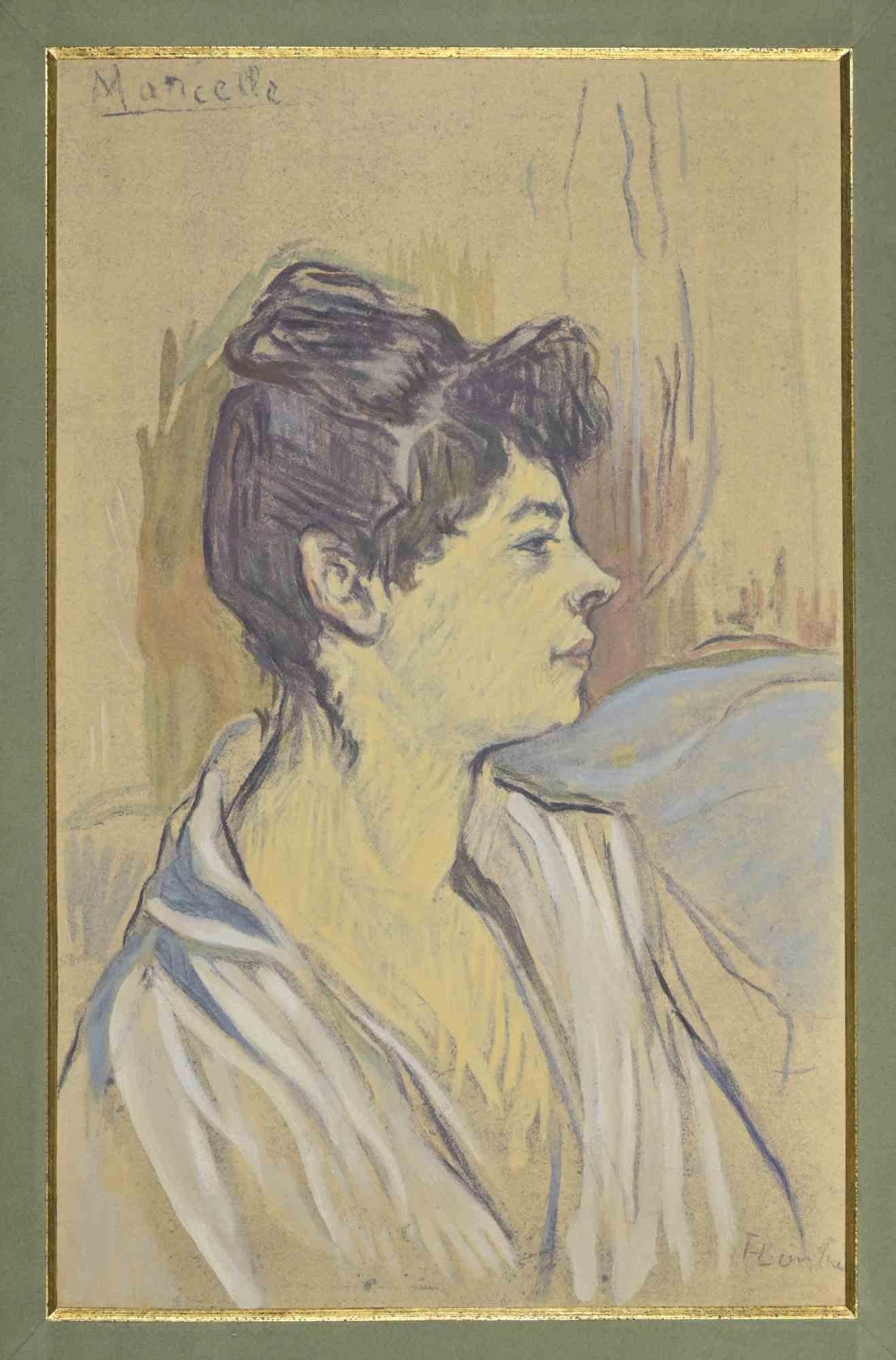 Porträt von Marcelle-Lautrec-Lithographie nach H. de Toulouse-Lautrec-Mid-20. Jahrhundert – Print von Henri de Toulouse-Lautrec