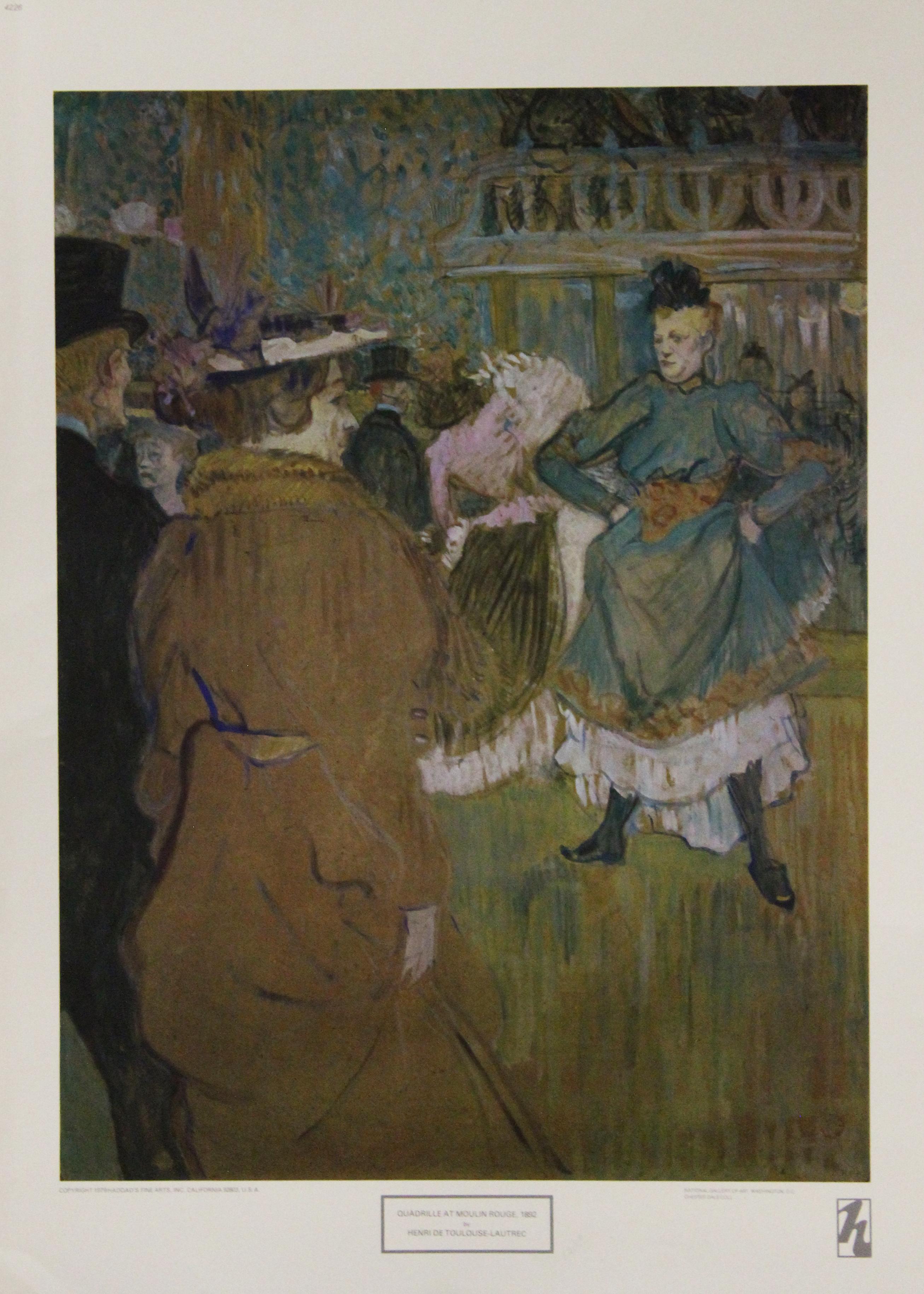 Henri de Toulouse-Lautrec Portrait Print – Quadrille bei Moulin Rouge-Poster. Copyright Haddad's Fine Arts, Inc. 