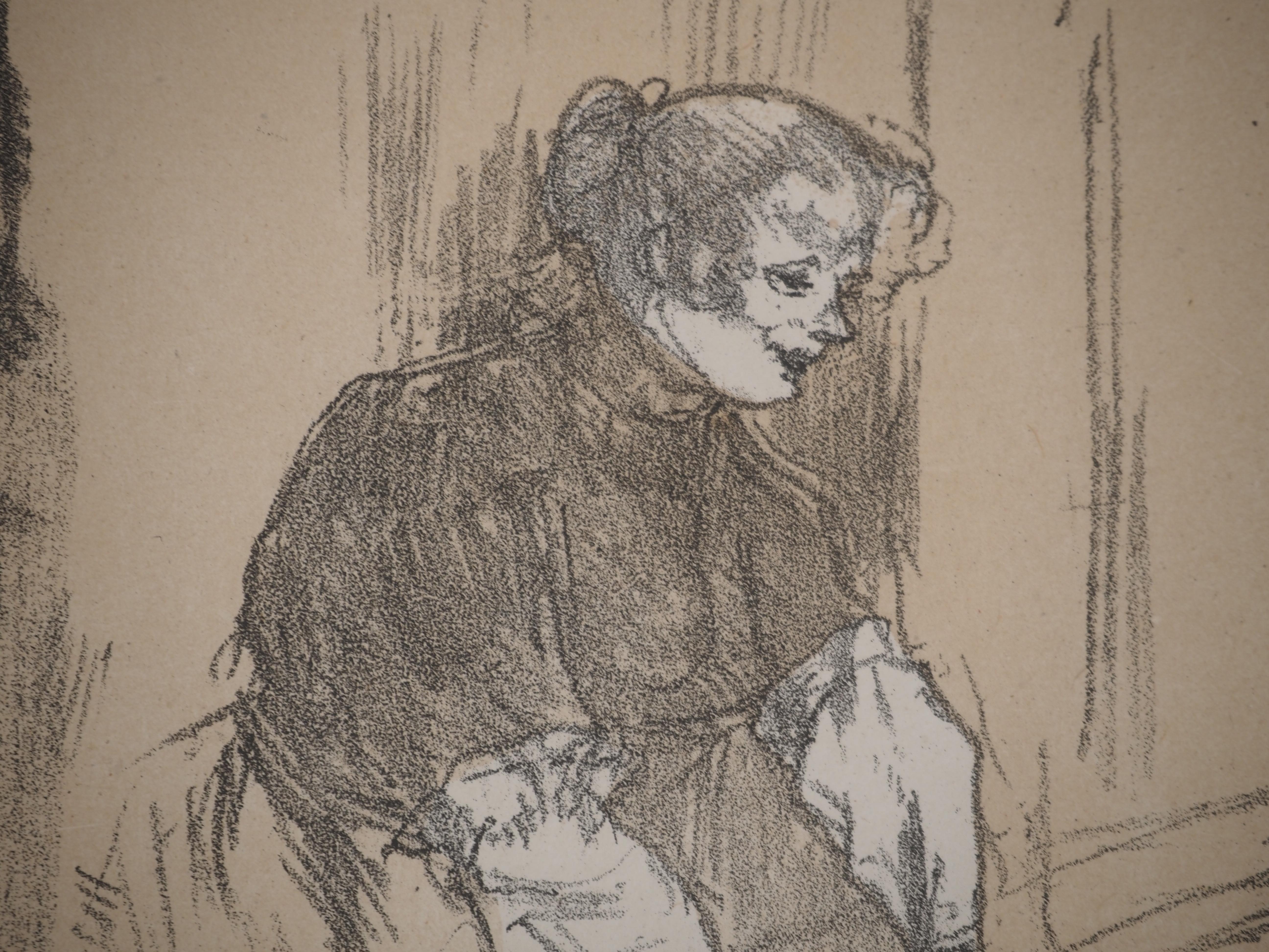 Breves alegrías (Vendedor de pescado y Don Quijote) - Litografía original (Witrock #232) - Print Moderno de Henri de Toulouse-Lautrec