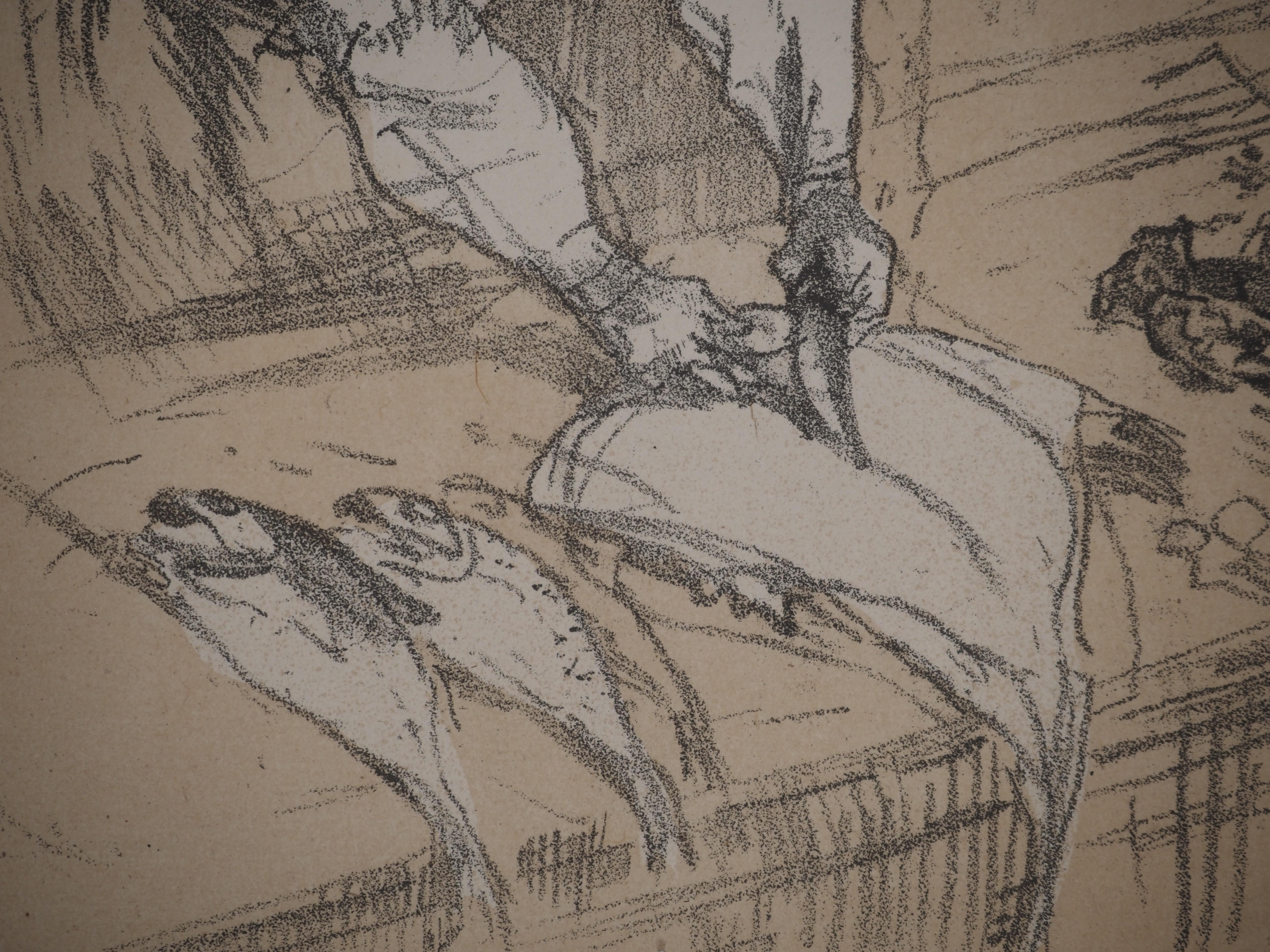 Henri de TOULOUSE LAUTREC
Breves alegrías (Vendedor de pescado y Don Quijote)

Litografía original
Firma impresa en la placa
Sobre papel Chine 27,5 x 36,5 cm (c. 10,6 x 14,2 pulg.)
Sello ciego del editor

REFERENCIAS : Catálogo razonado Witrock nº