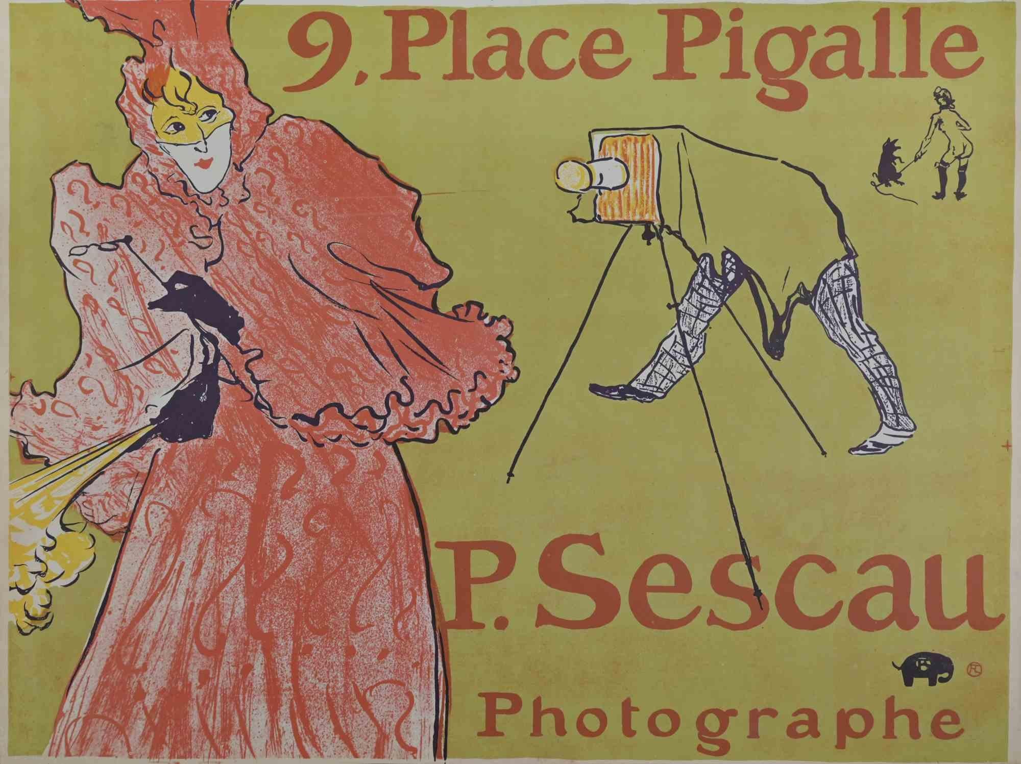 Figurative Print di Henri de Toulouse-Lautrec - Il fotografo Sescau - Litografia dopo H. de Toulouse-Lautrec - XX secolo