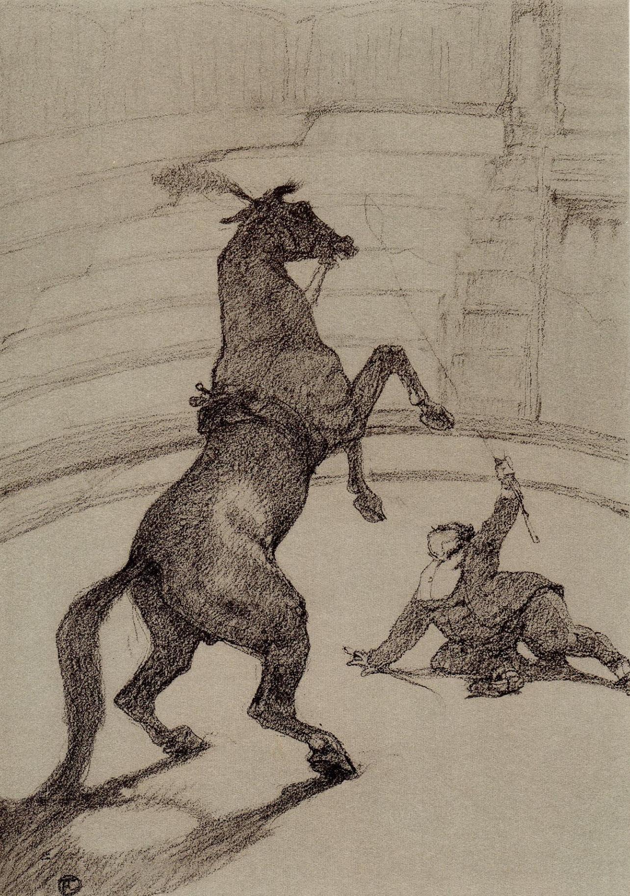 Figurative Print Henri de Toulouse-Lautrec - Toulouse-Lautrec, pointant de cheval, Le cirque de Toulouse-Lautrec (après)