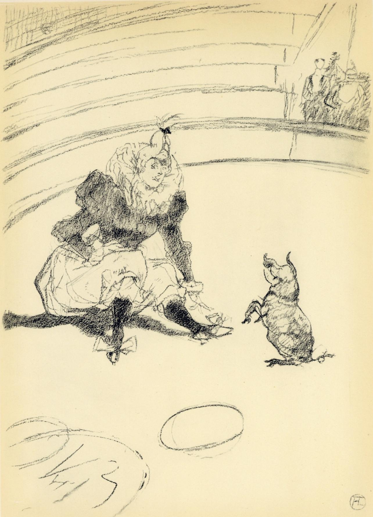 Henri de Toulouse-Lautrec Figurative Print - Toulouse-Lautrec, Clownesse et cochon, The Circus by Toulouse-Lautrec (after)