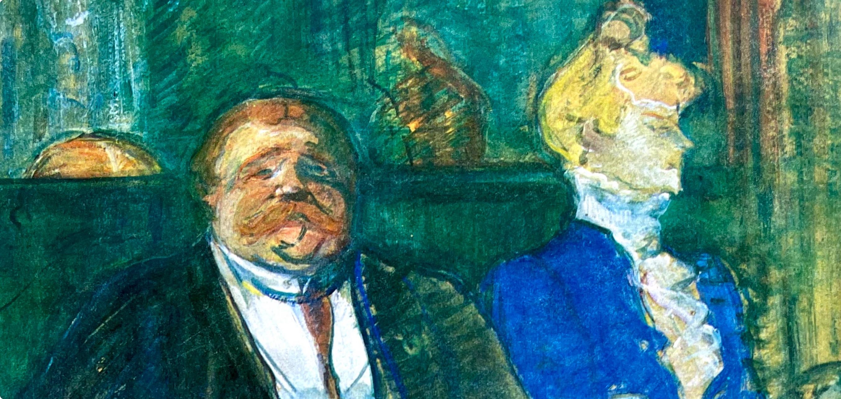 Toulouse-Lautrec, Composition, Derrière le miroir (d'après) - Beige Landscape Print par Henri de Toulouse-Lautrec